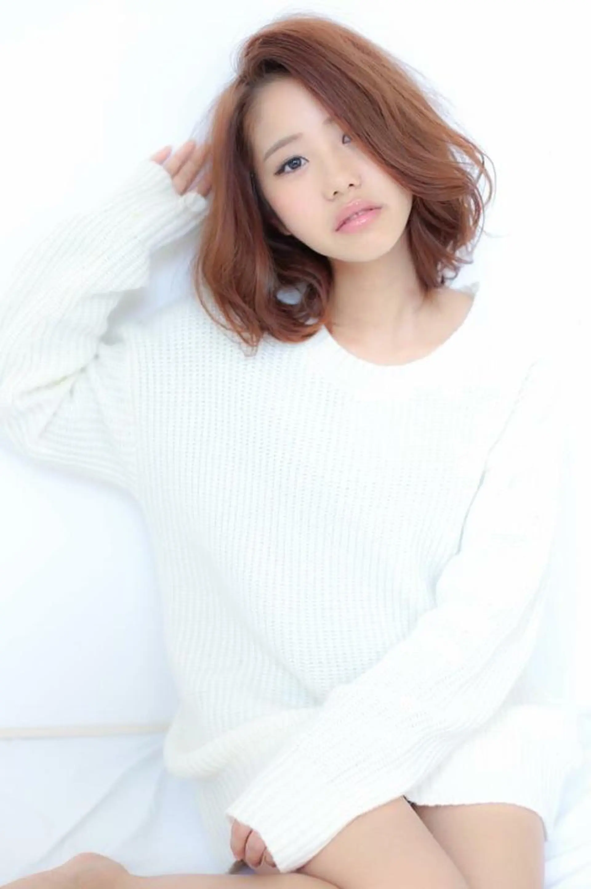 ミディアム カラー ベージュカラー ピンクカラー ピンクベージュ ボブ ブリーチ/髪質改善 NYNY大久保のヘアスタイル