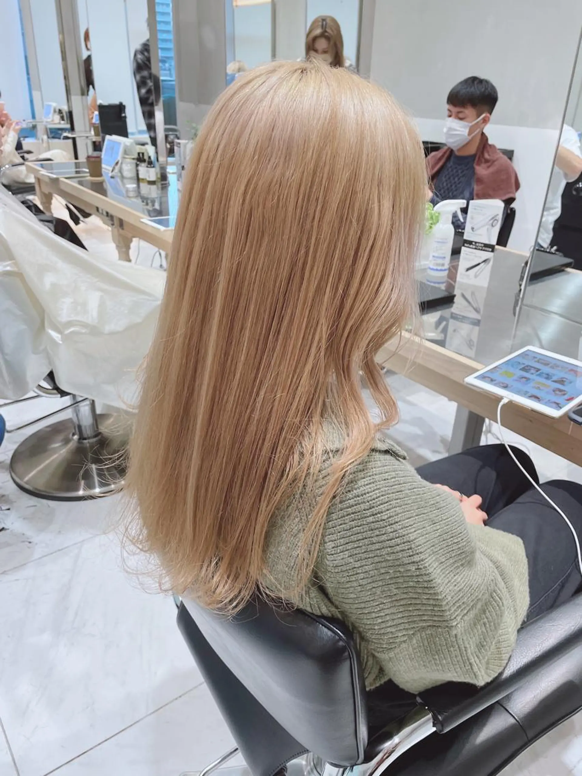ロング ヘアカラー トリートメント ヘッドスパ ヘアセット オリーブ カラー✨有坂映哉のヘアスタイル