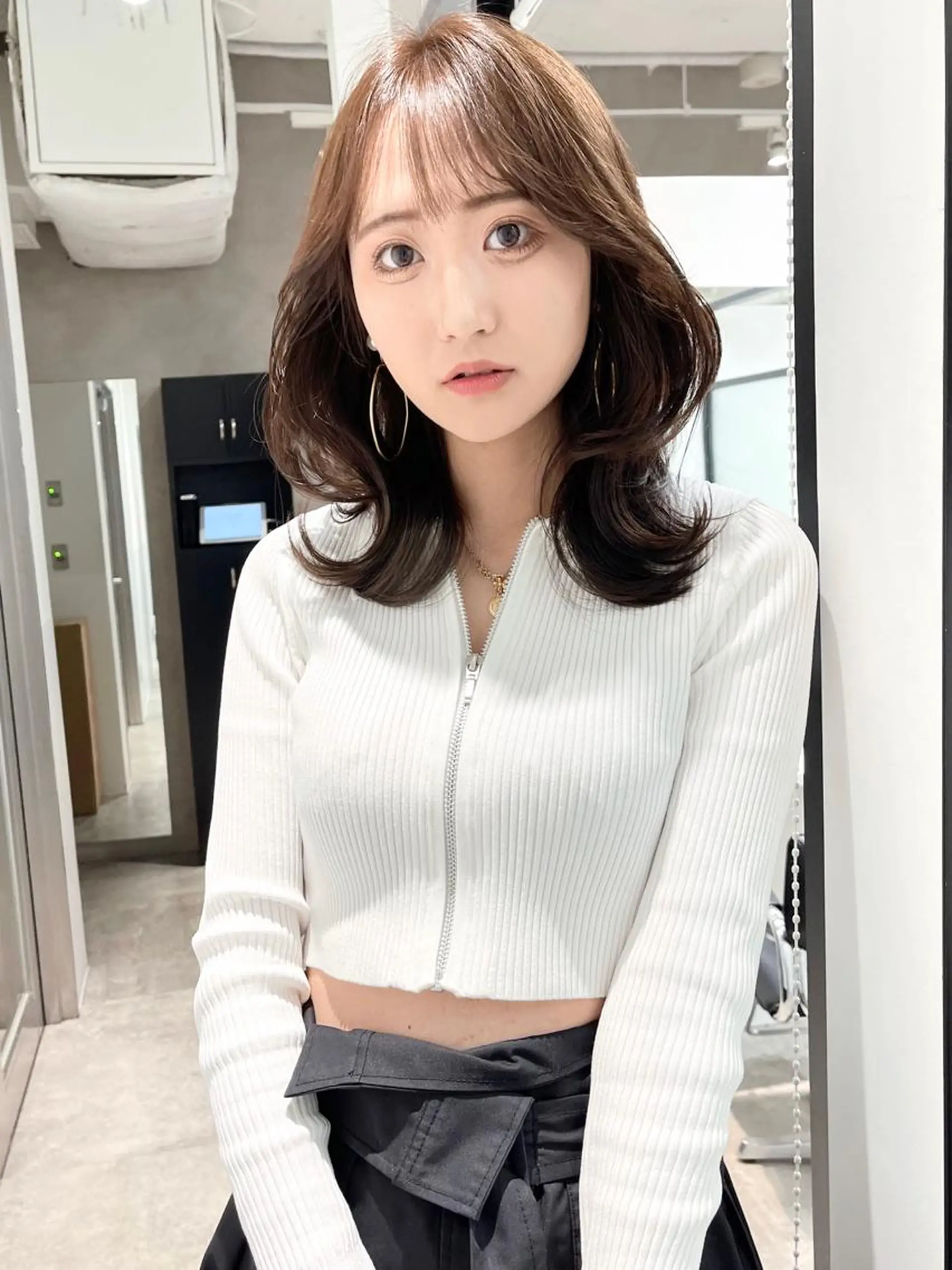 ミディアム 韓国風ヘア レイヤーカット カット ヘアカラー トリートメント 韓国レイヤーカット 髪質改善▫️水野有真のヘアスタイル