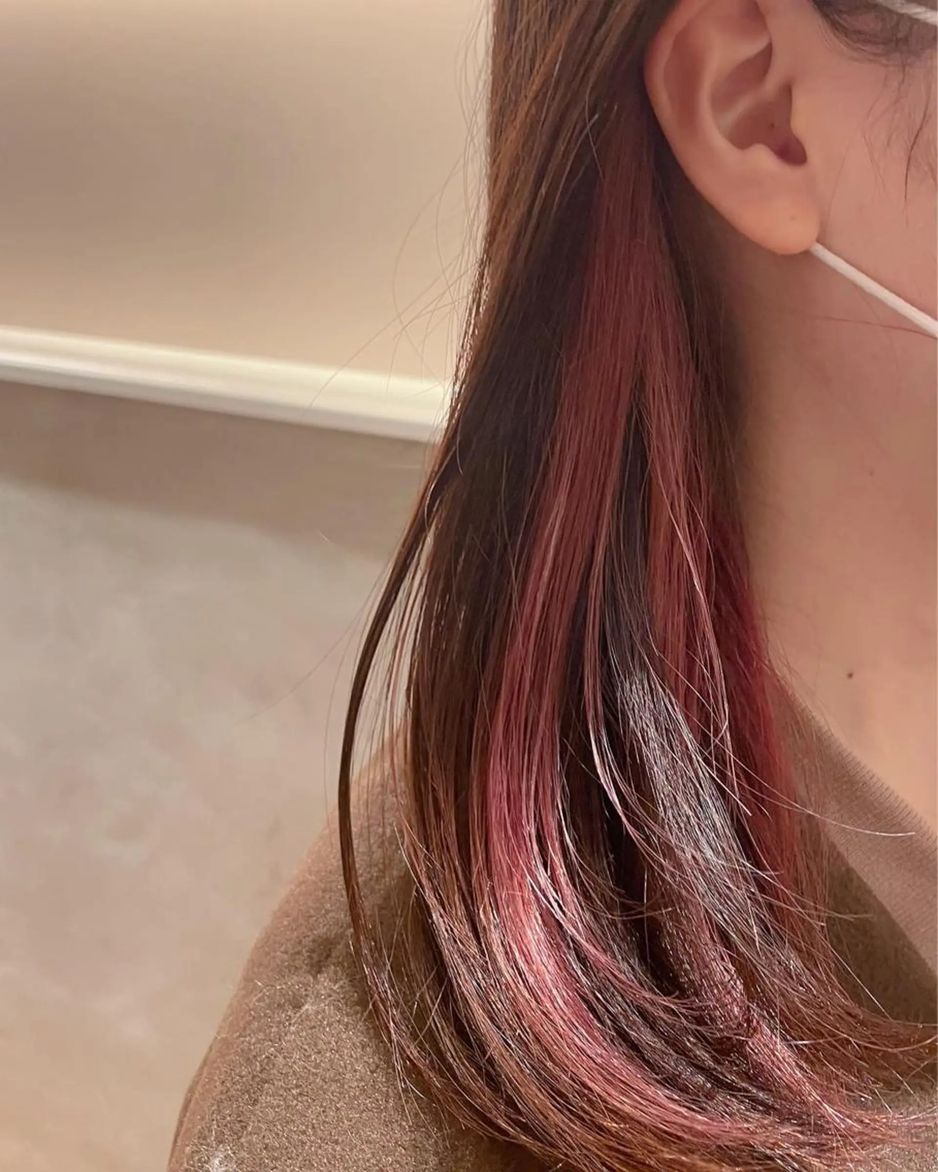 セミロング ピンクブラウン ボブ/ミディアム 親しみやすさ/さくらのヘアスタイル