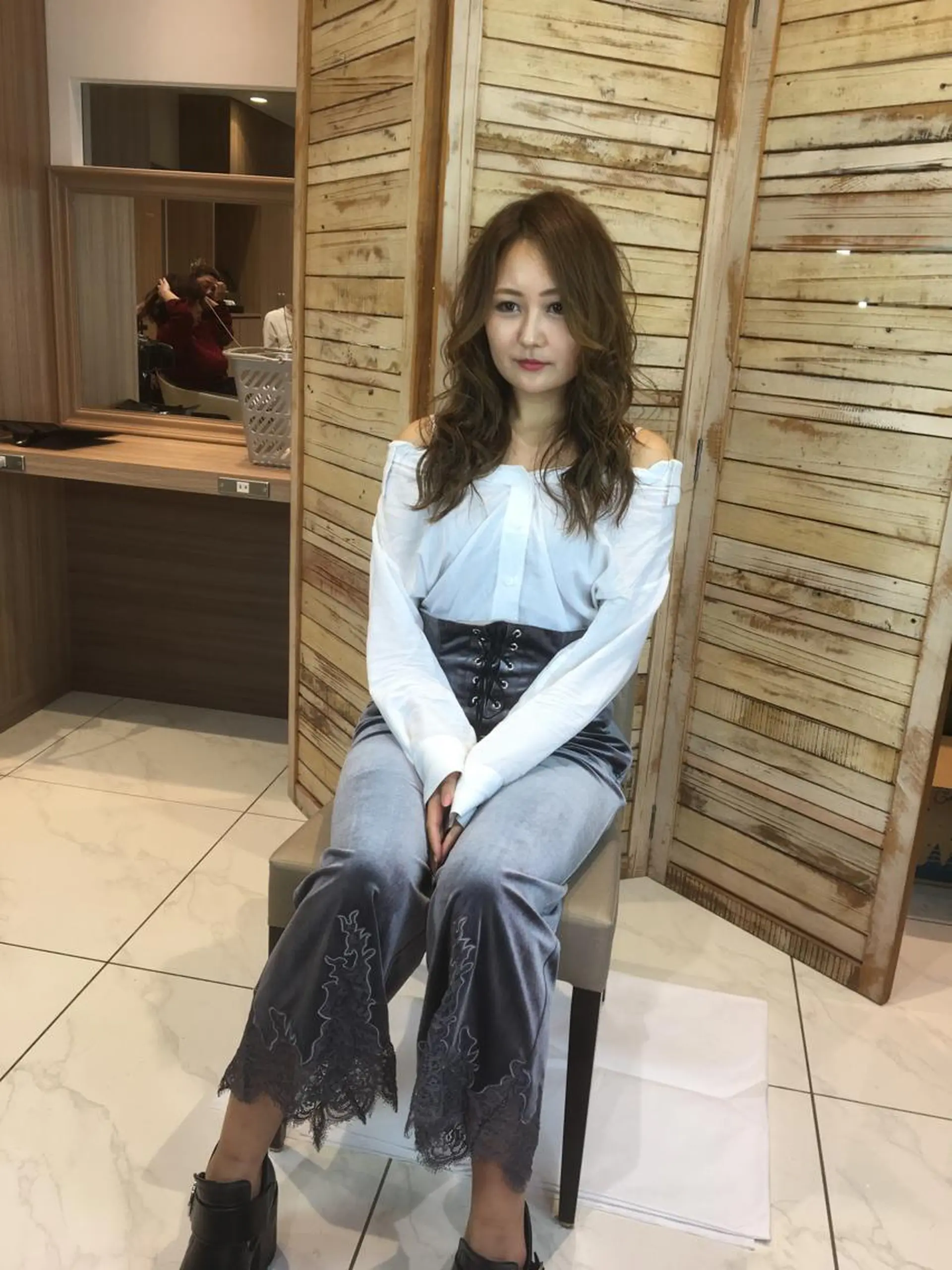 セミロング カラー パーマ 三川 洋樹のヘアスタイル