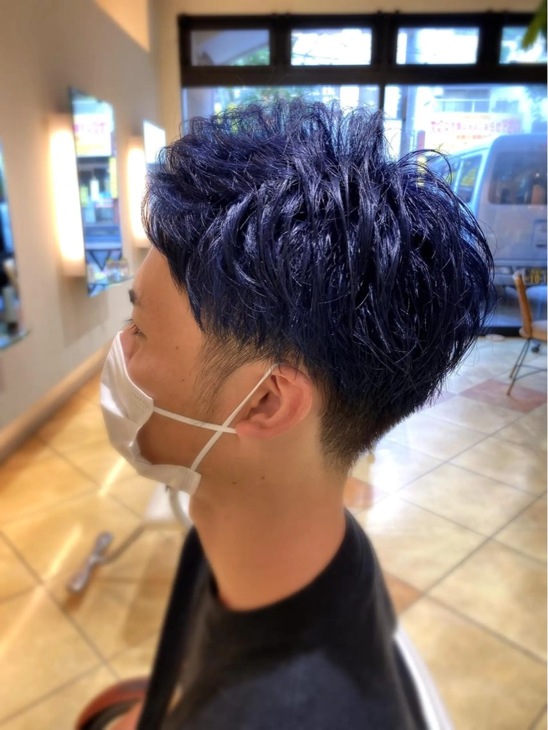 ショート カラー メンズ ブルーカラー 小顔レイヤー💗 木村実樹のヘアスタイル