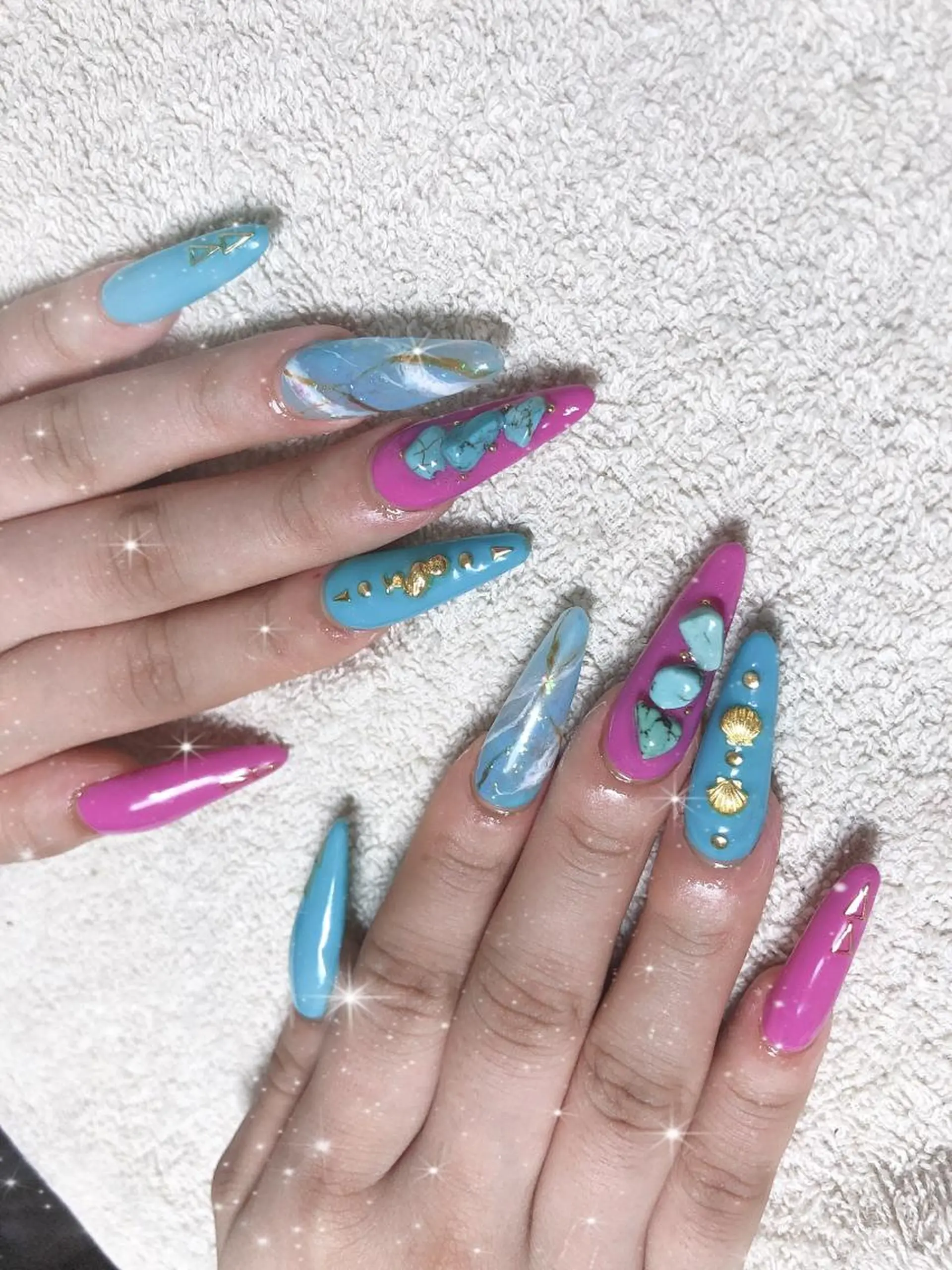 ロング ネイル アートネイル ストーンネイル ハンドネイル 《LB》ラブリエ Nail&eyeのマツエク・マツパデザイン