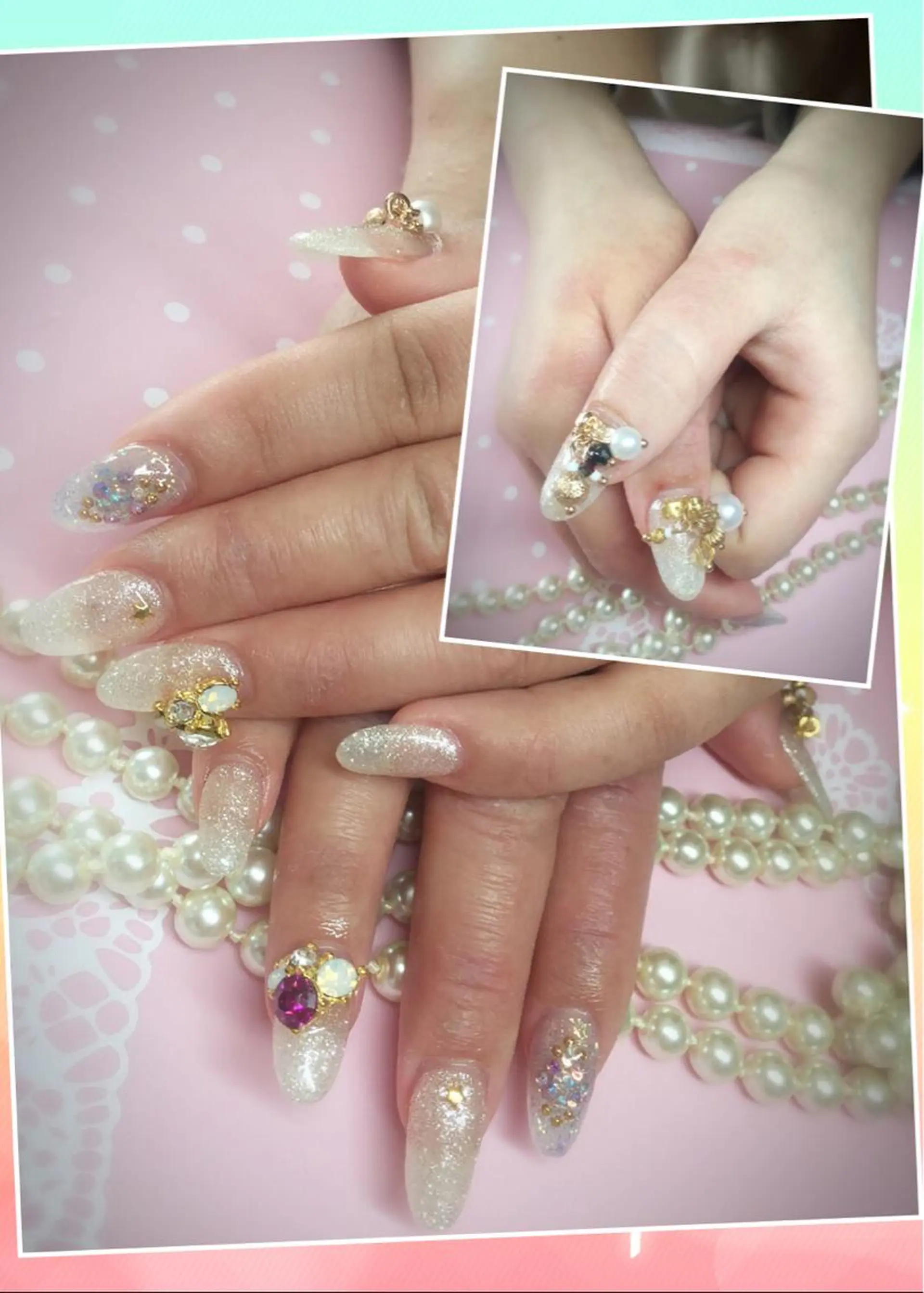 ネイル アートネイル 長さ出し Naka Rieのネイルデザイン