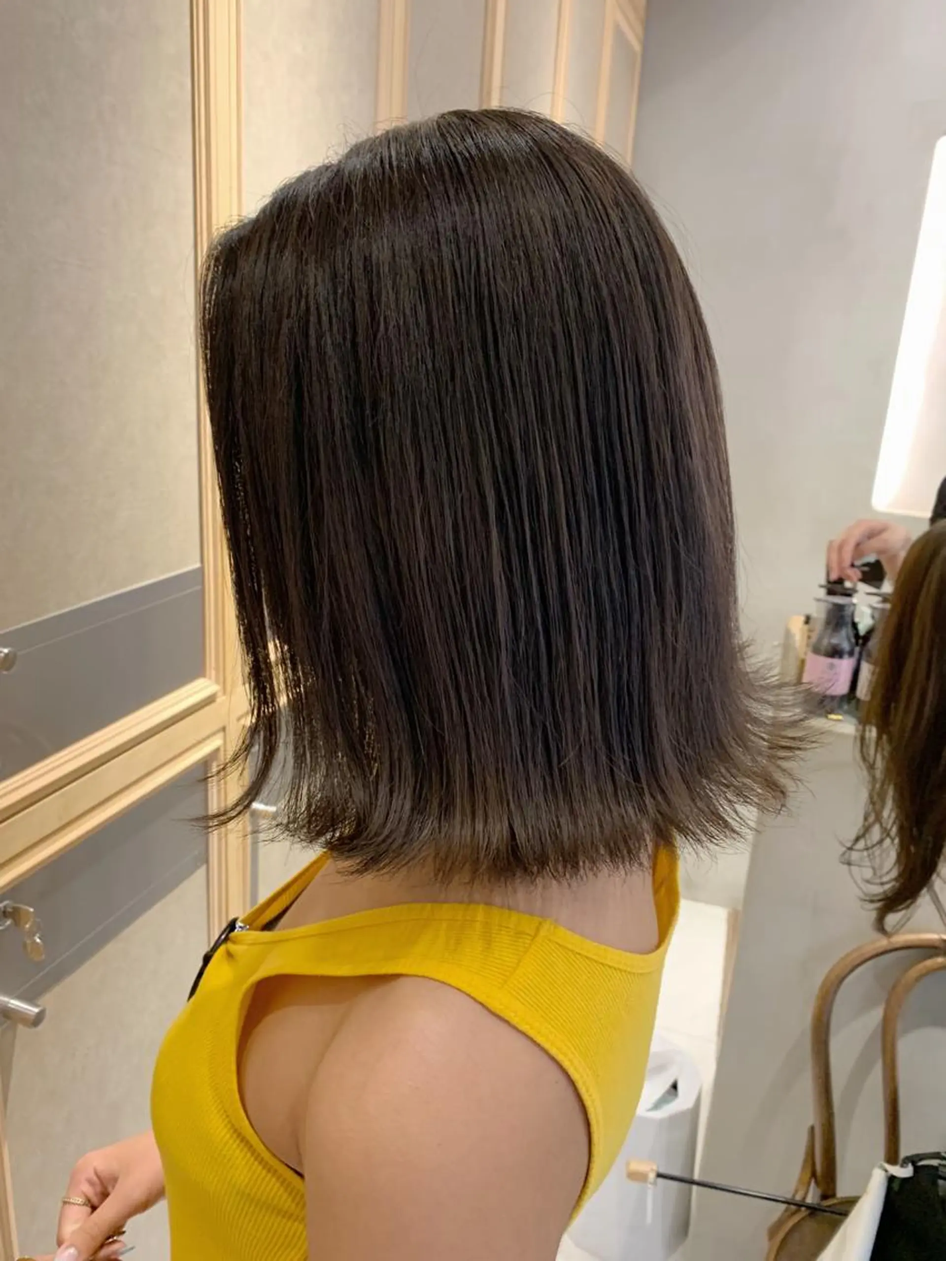 ミディアム カラー 透明感カラー グレージュ チバ タクミのヘアスタイル