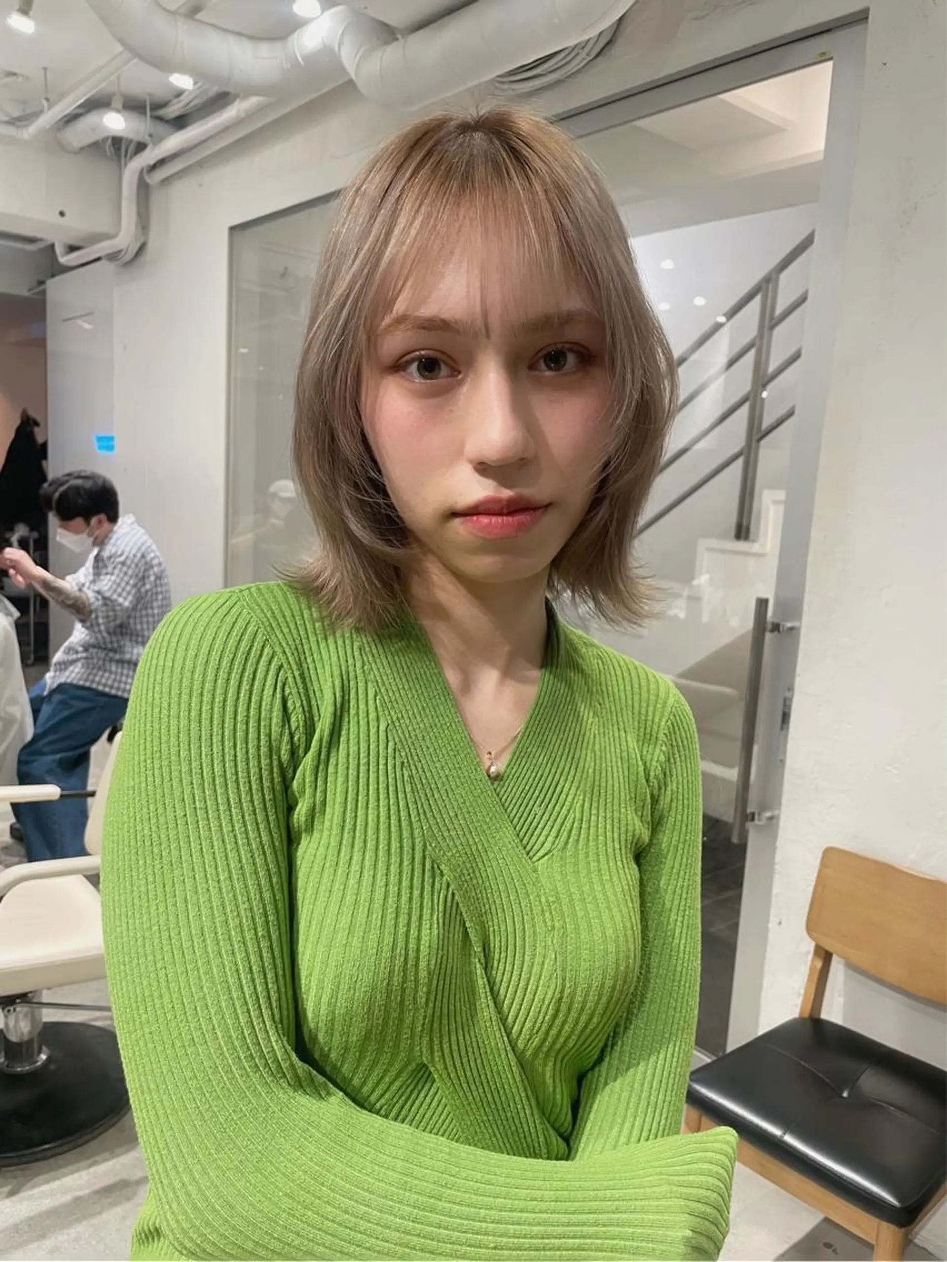 ミディアム カラー ミディアムパーマ バレイヤージュ ブリーチ ケアブリーチ デザインカラー ヘアカラー トリートメント ヘアセット スパイラルパーマ 🌐hina⭐️のヘアスタイル