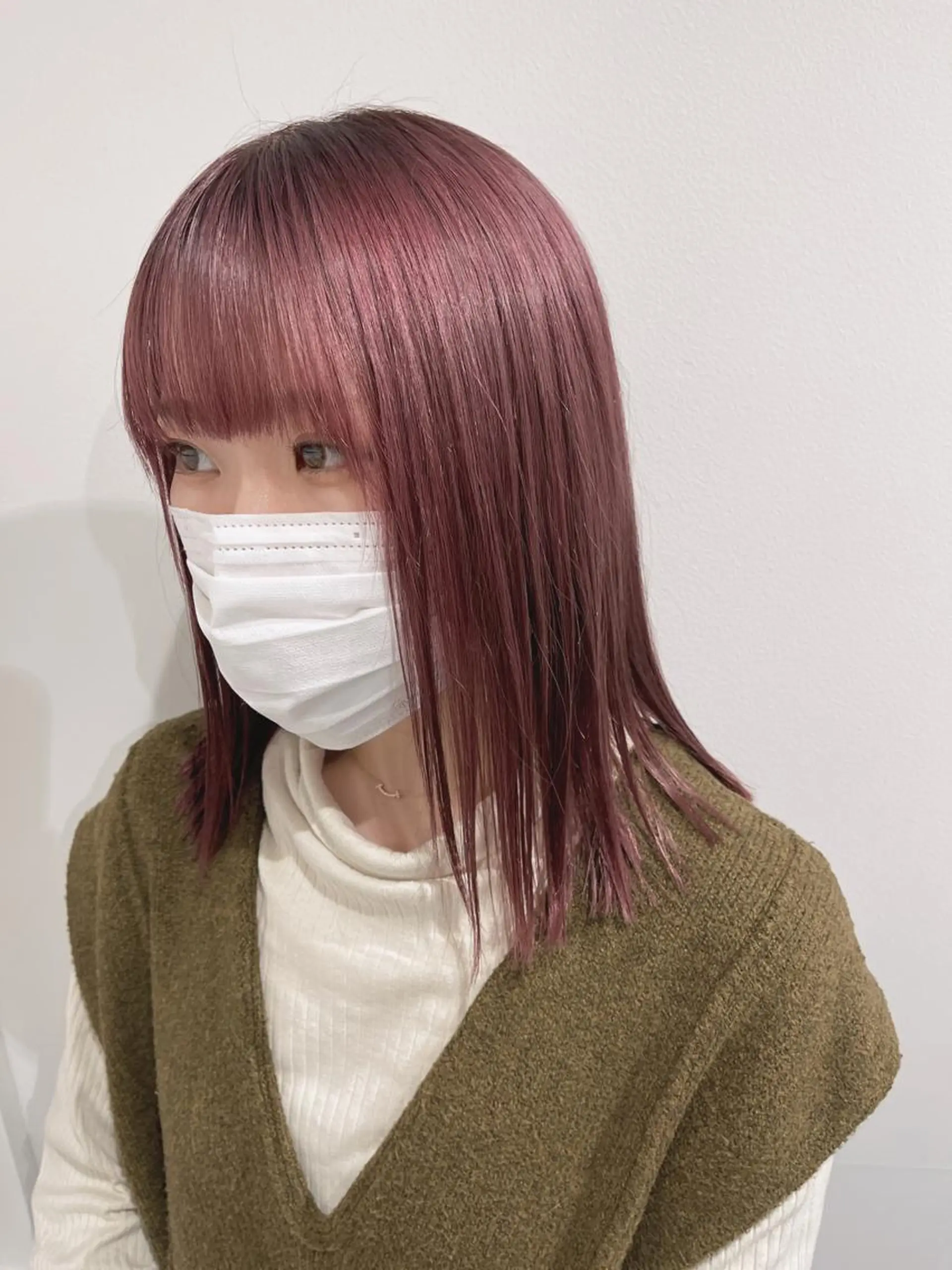 ミディアム カラー ベージュカラー ラベンダーカラー ラベンダーベージュ kyon.hair 韓国カットカラーのヘアスタイル
