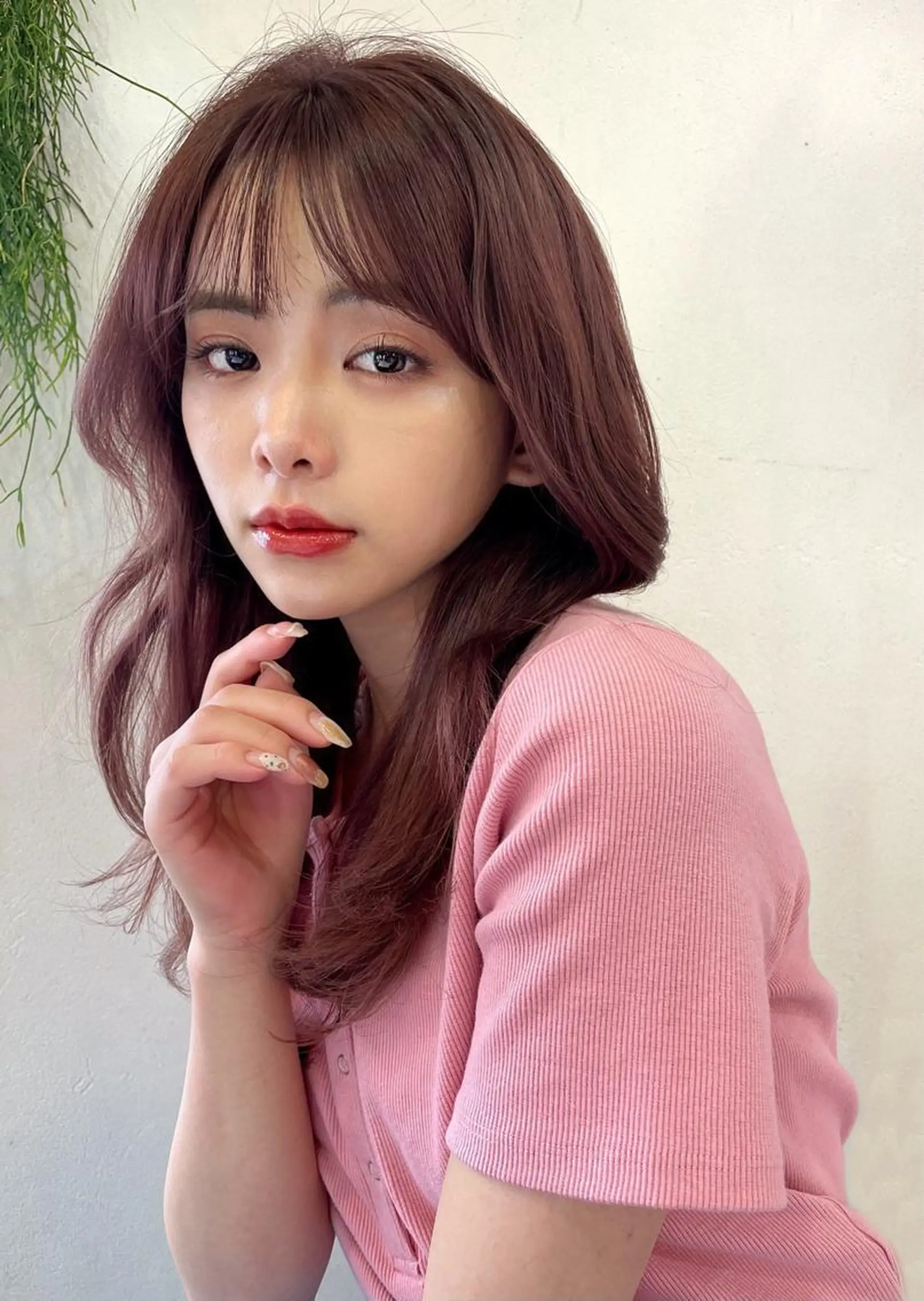 セミロング カラー ベージュカラー ブラウンカラー ピンクカラー ピンクブラウン バイオレットカラー 【韓国ヘア×透明感 カラー】笹谷 莉未のヘアスタイル