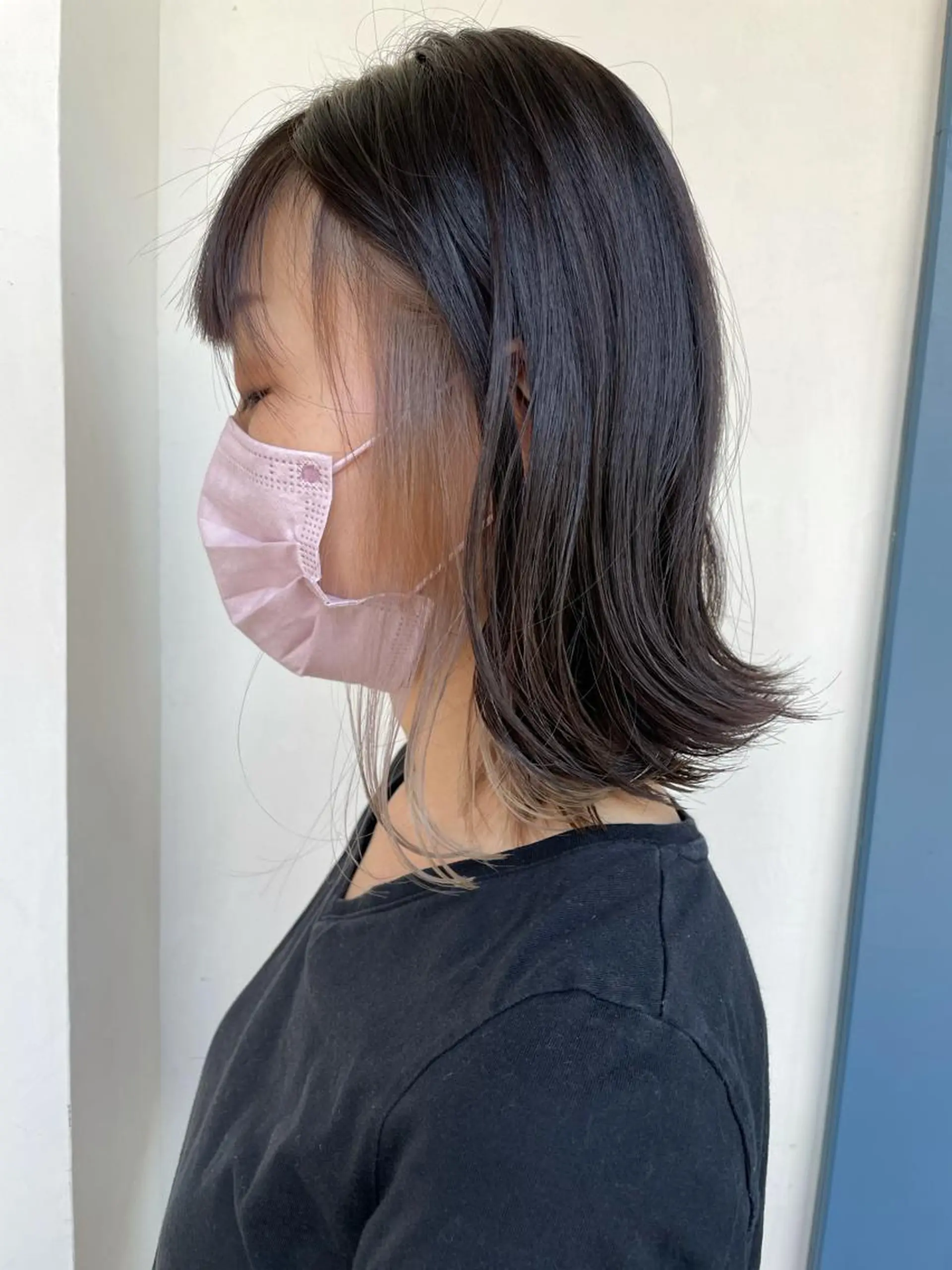 ミディアム ブリーチ毛矯正.髪質 改善.髪にドラマをのヘアスタイル