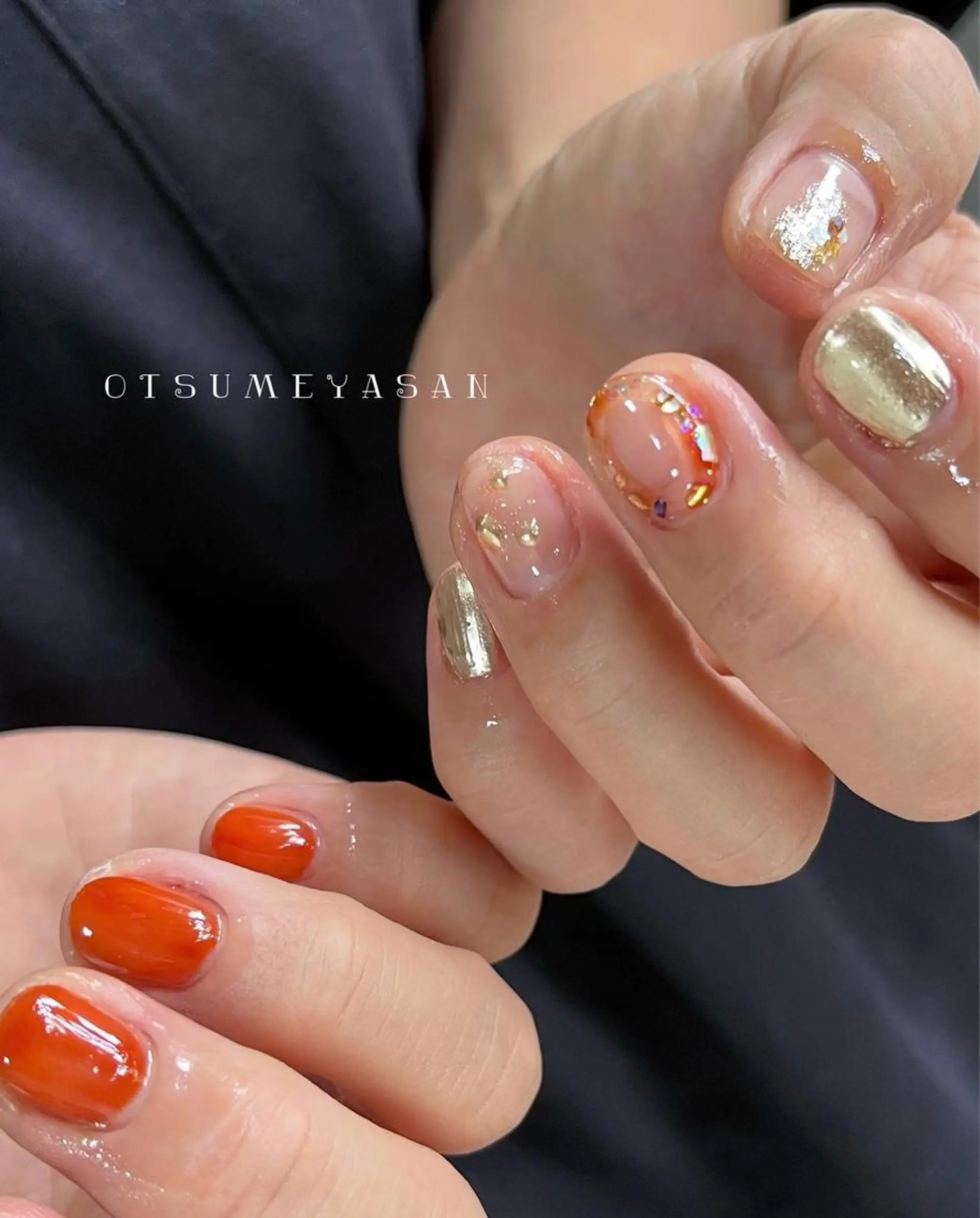 ネイル オーロラネイル クリアネイル ゴールド 韓国ネイル ラメ(グリッター) わたなべ ちかのネイルデザイン