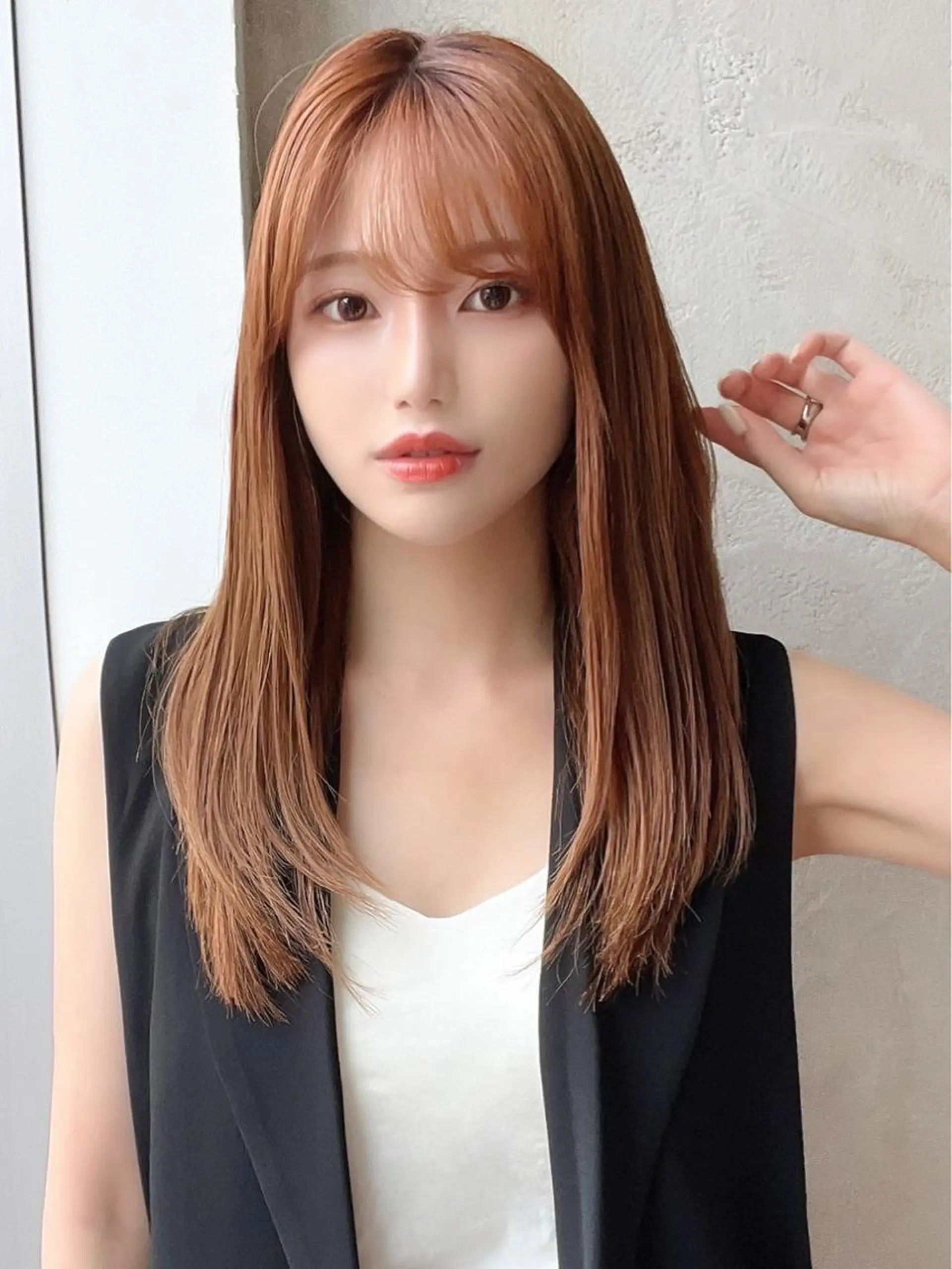 セミロング カラー ベージュカラー ブラウンカラー ブラウンベージュ くびれヘア 顔周りカット 顔周り/くびれヘア 韓国ヘア💕風間るなのヘアスタイル