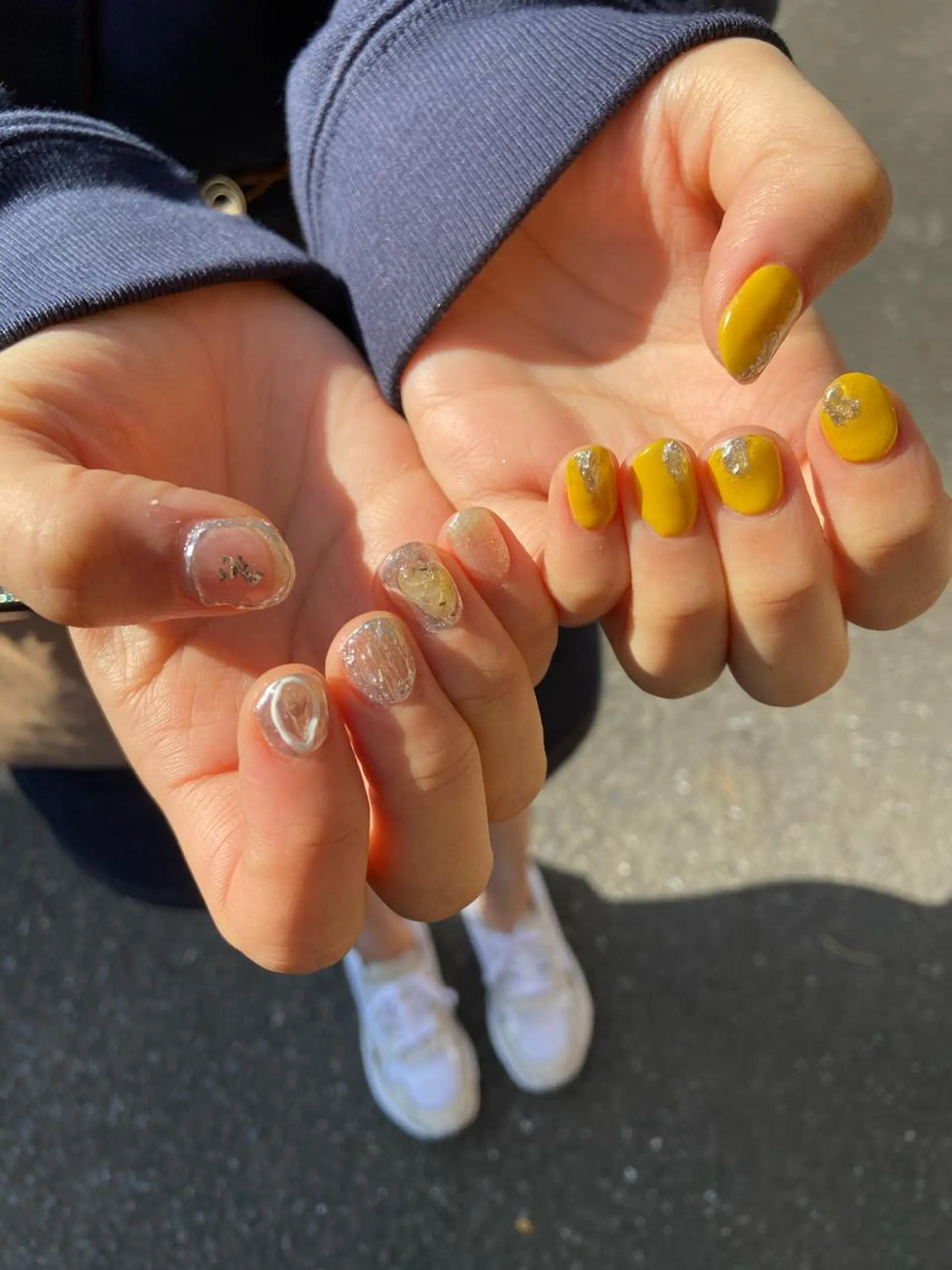 ネイル アートネイル ミラーネイル ニュアンスネイル ショートネイル 春ネイル . unffのネイルデザイン