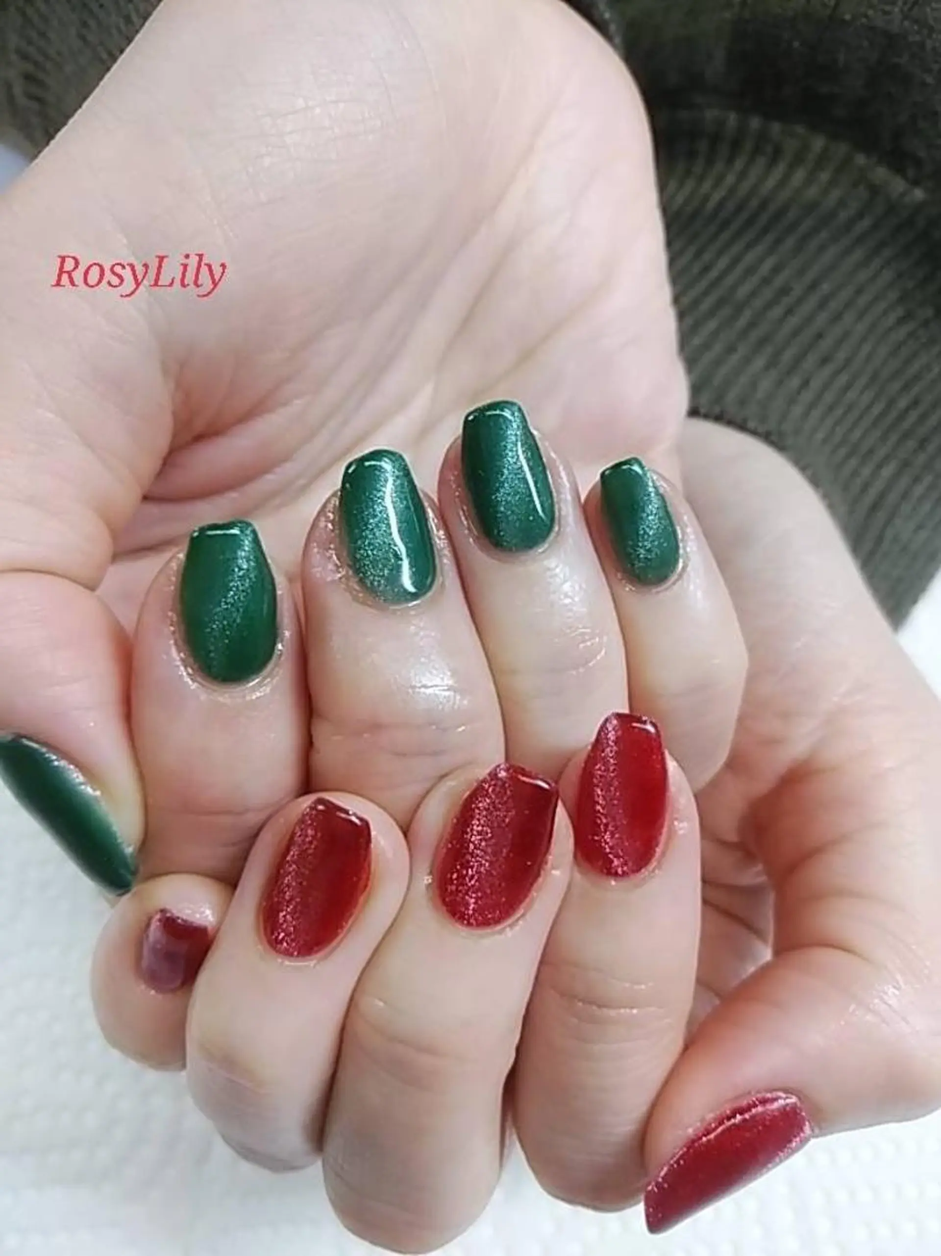 ネイル マグネットネイル 冬ネイル クリスマス プライベートサロン RosyLily所属・プライベートサロン Rosy Lilyのネイルデザイン