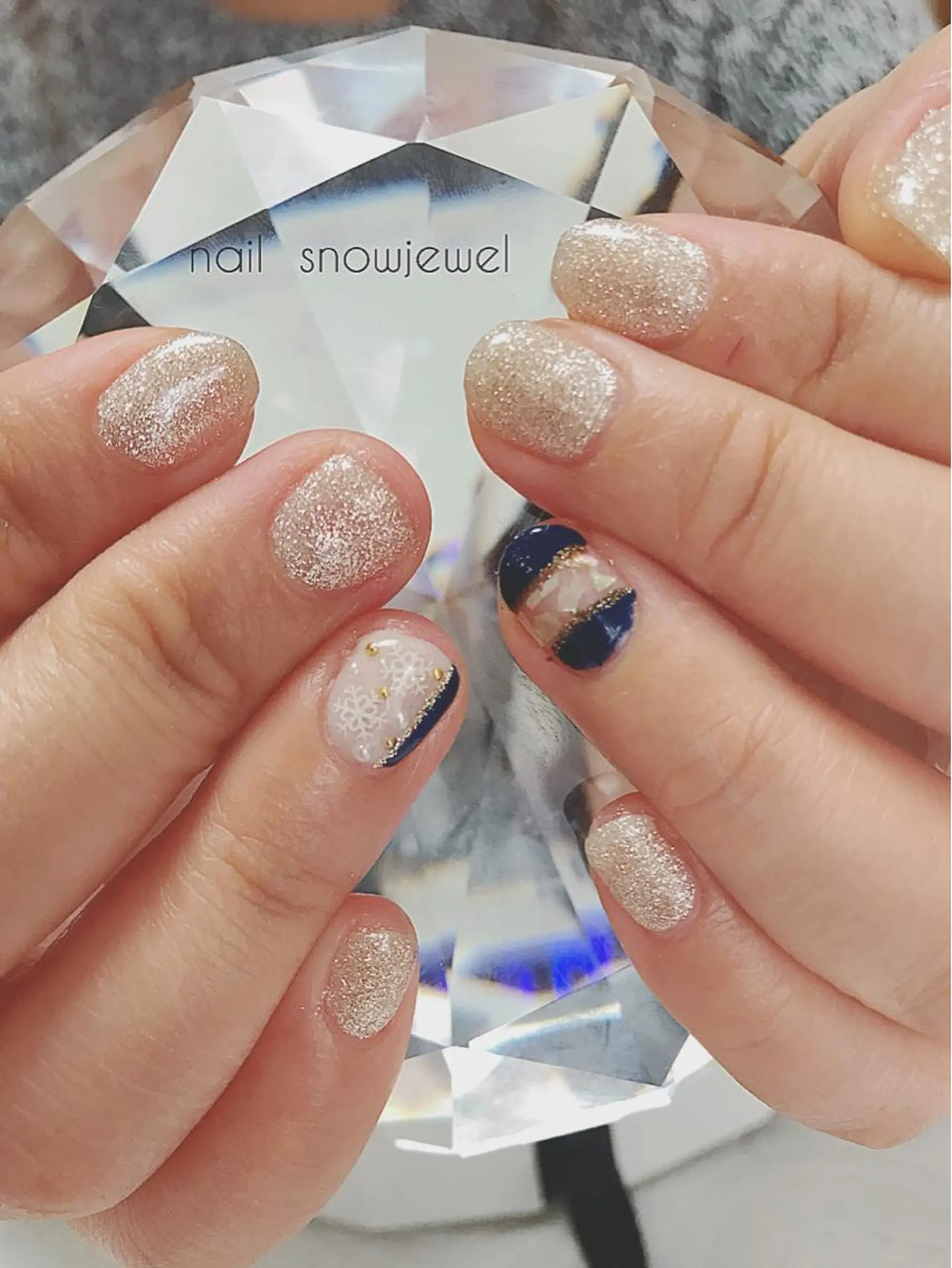 ネイル ネイビー nail snowjewelのネイルデザイン