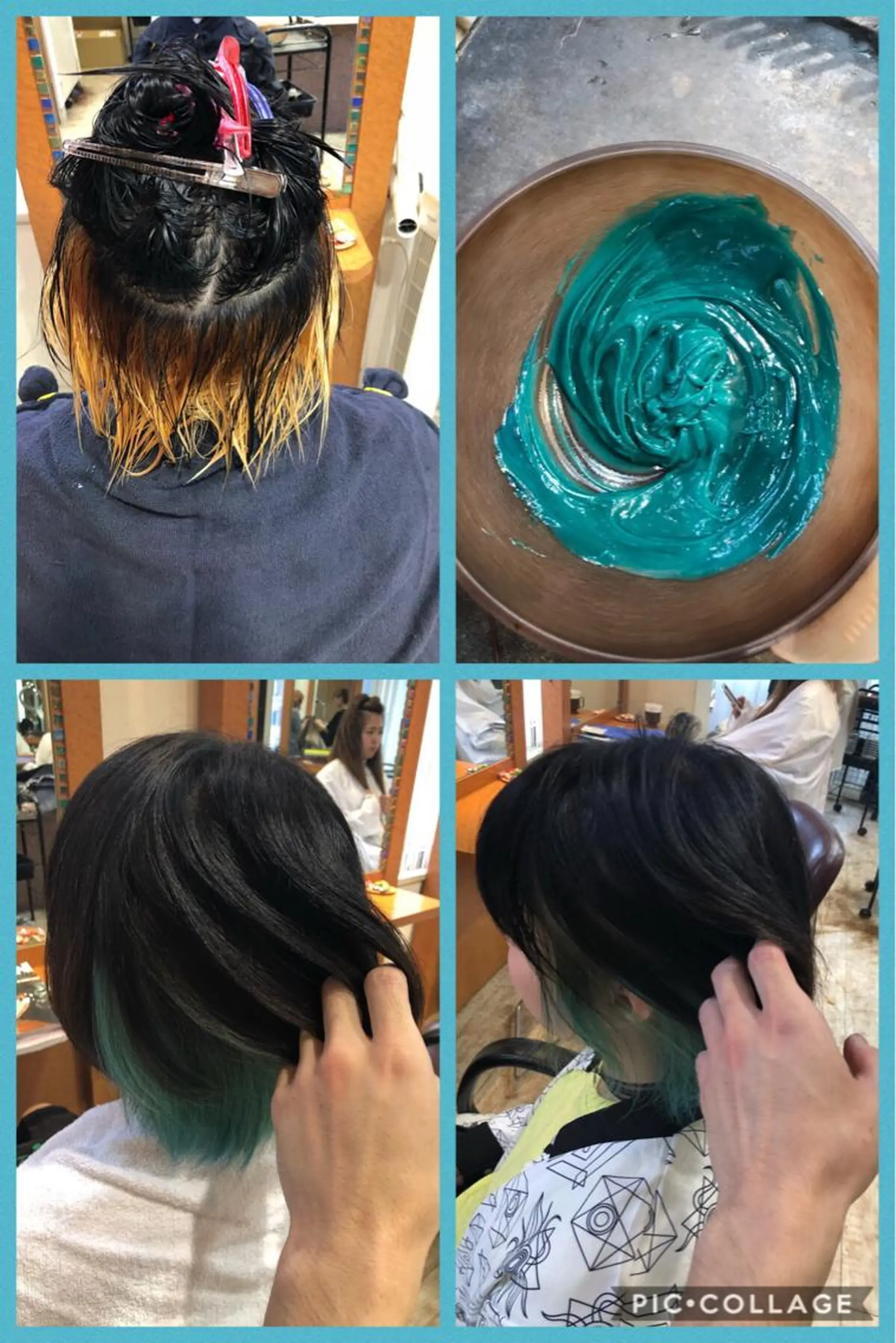 ショート カラー エメラルドグリーン インナーカラー 100%髪質改善特化 TRUNSのヘアスタイル