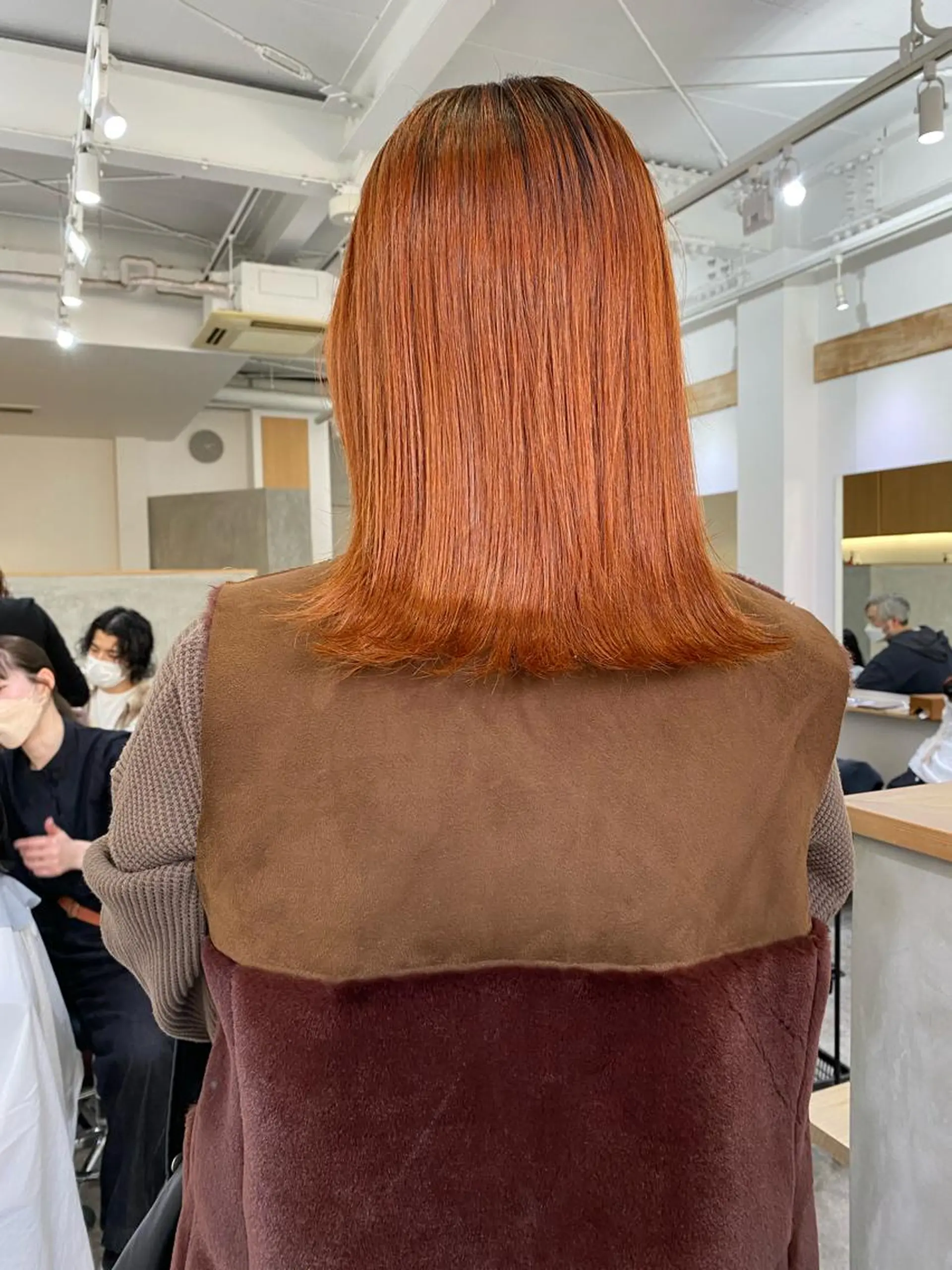 ミディアム カラー オレンジ ヘアカラー 森貴裕/ベージュ/ パーマ/オリーブのヘアスタイル