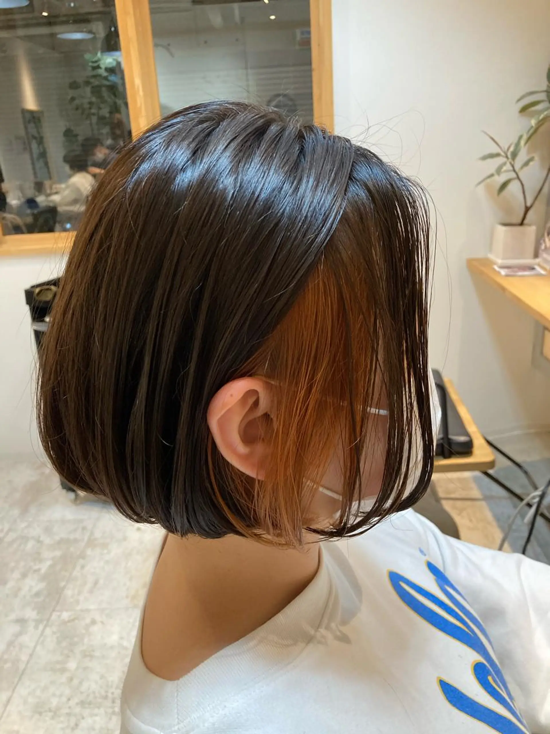 ミディアム カラー ブリーチ オレンジ en't所属・【女性指名No.1】 西口直子のヘアスタイル