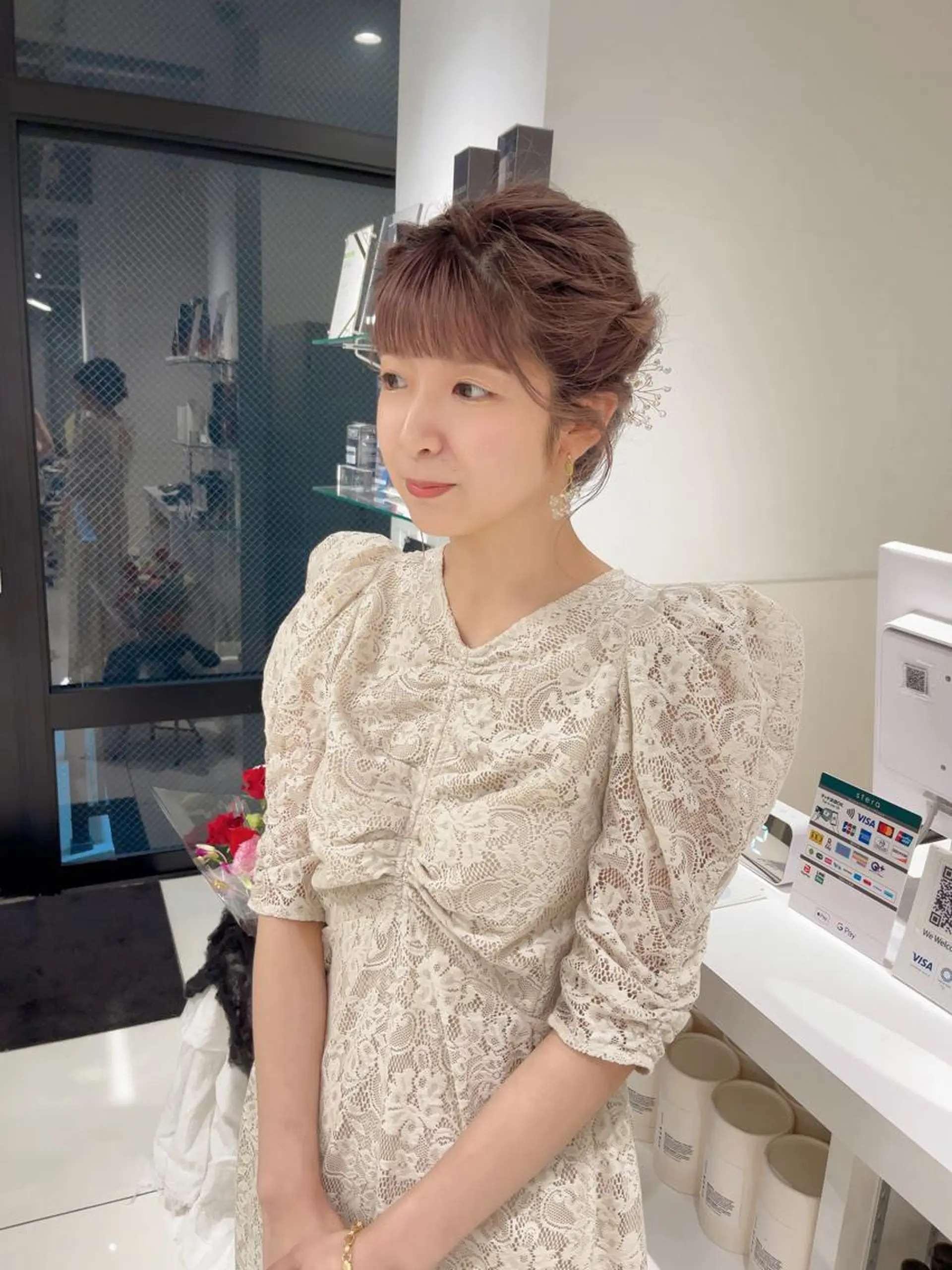 ヘアアレンジ 結婚式・ブライダル ヘアセット りおな/エクステ /ミルクティーカラーのヘアスタイル