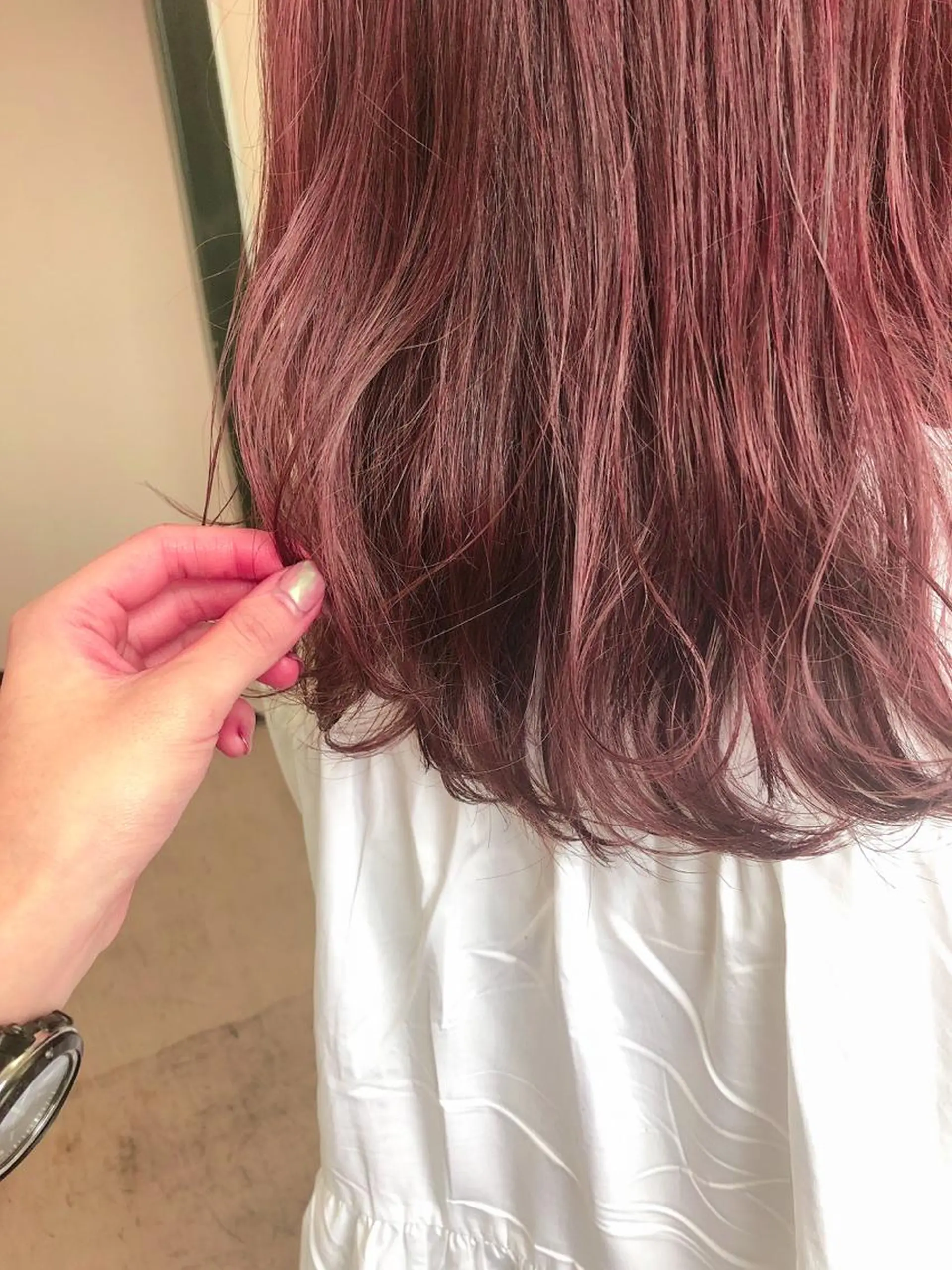 ミディアム カラー ベージュカラー 透明感カラー ハイライトカラー ピンクカラー ピンクベージュ カット ヘアカラー トリートメント 水野 雪 /パーマ/暖色カラーのヘアスタイル