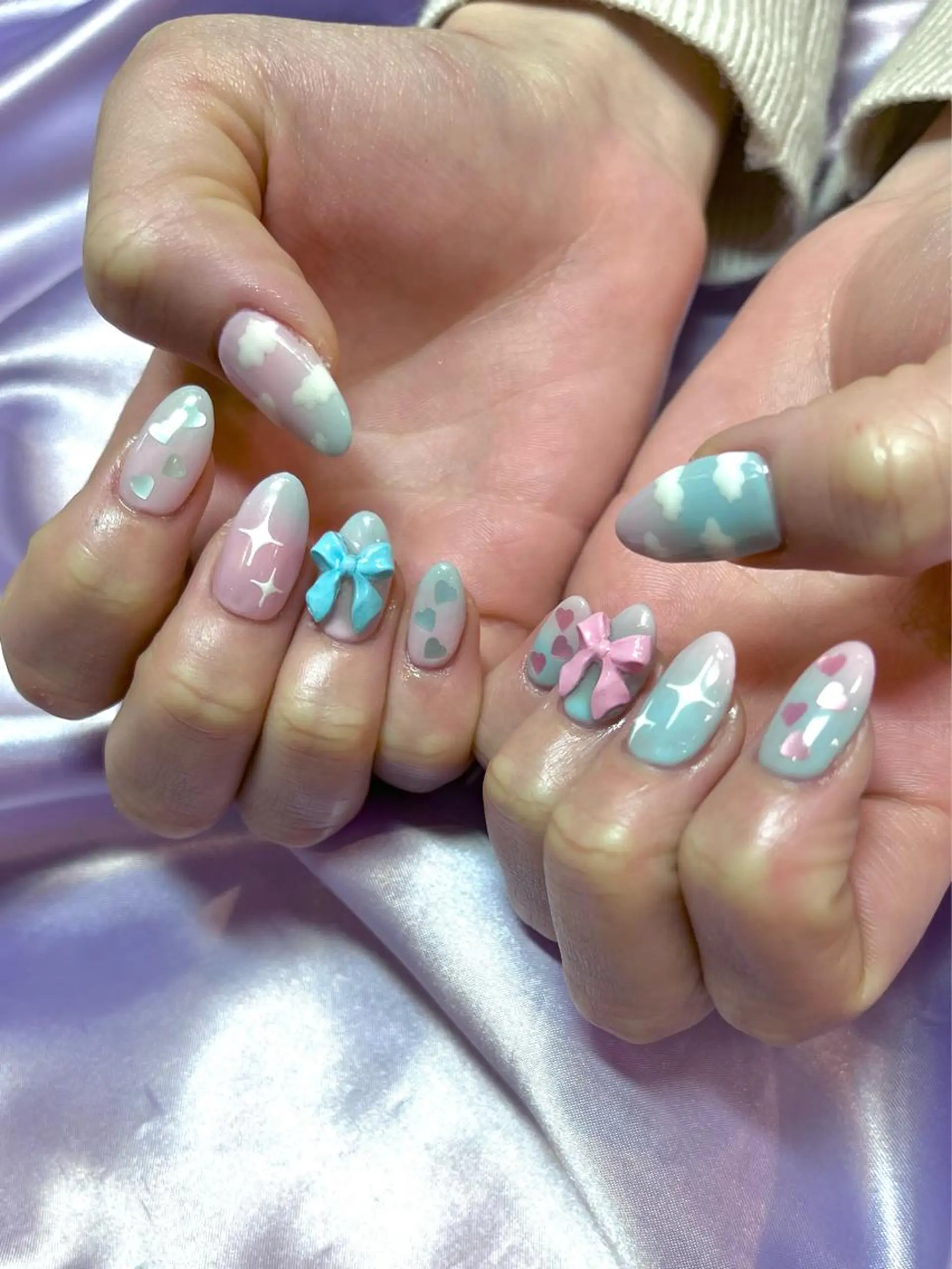 ネイル オーロラネイル チークネイル ガーリー ハート キラキラネイル ハンドネイル フットネイル para ☀︎ sol by BECK所属・Para Sol nail　Maoのネイルデザイン