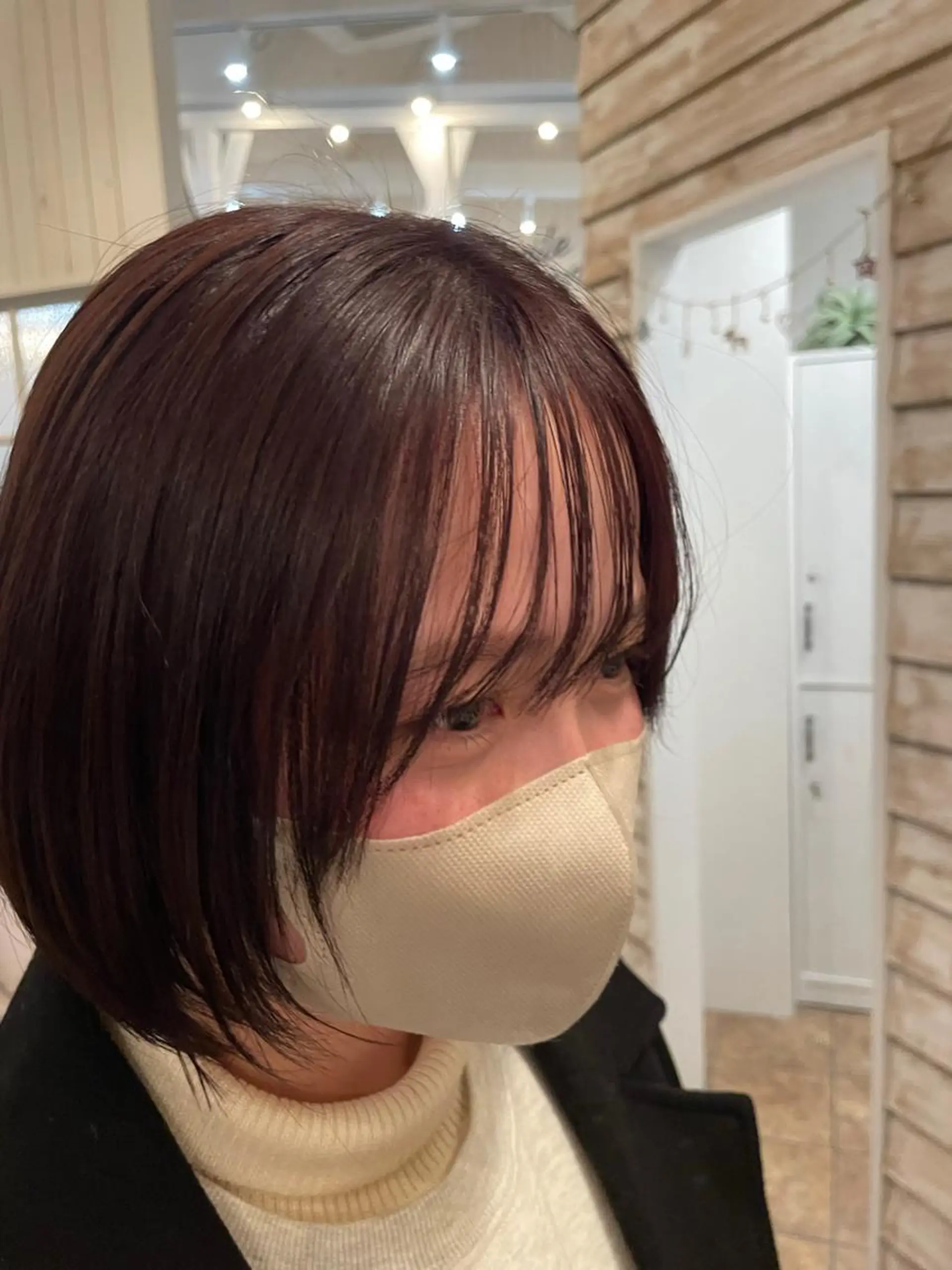 カラー ブラウンカラー ピンクカラー ボブ、レイヤー、 ハイトーン、古淵のヘアスタイル