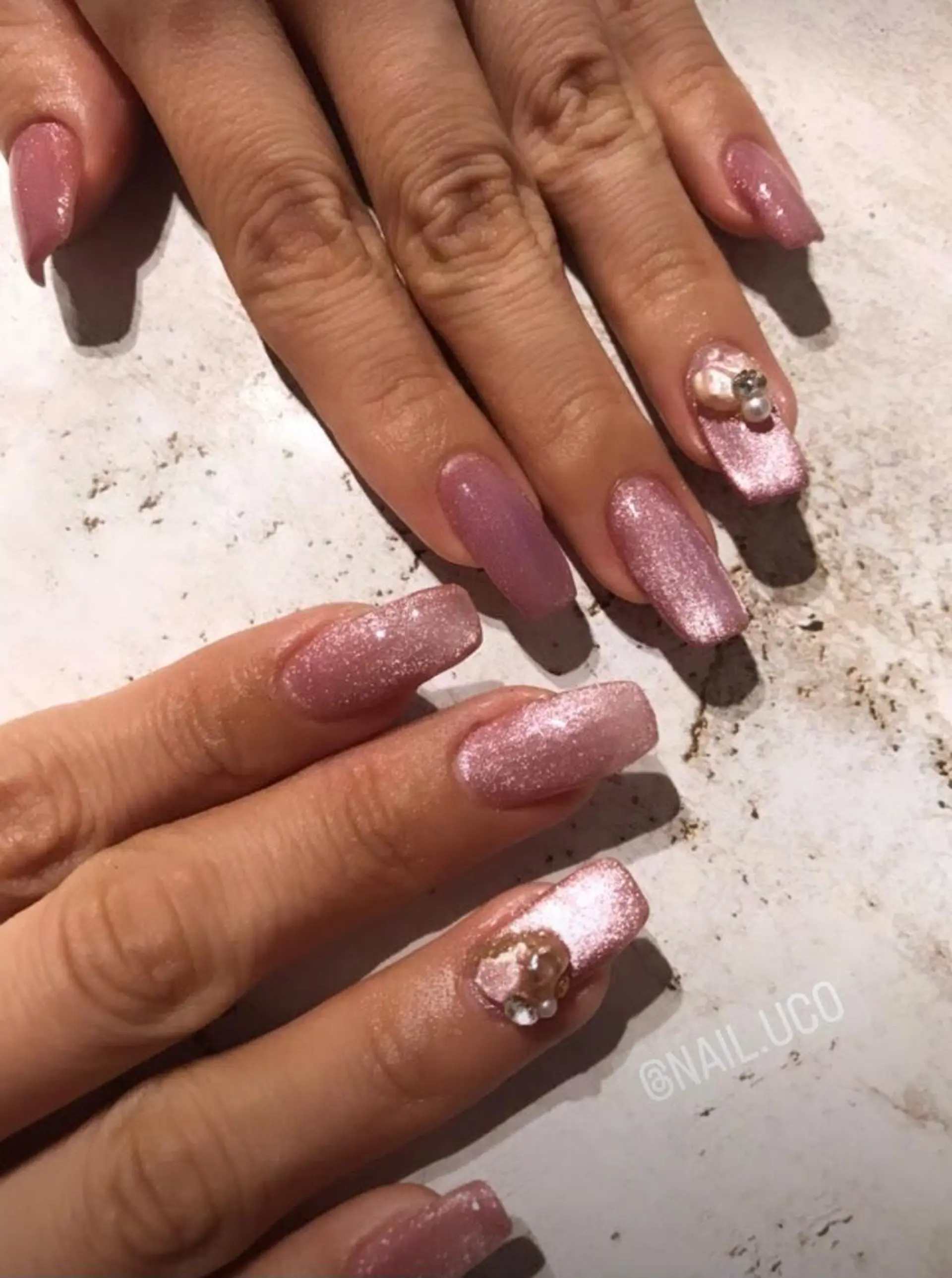 ネイル マグネットネイル ピンク Kimura Yukoのネイルデザイン