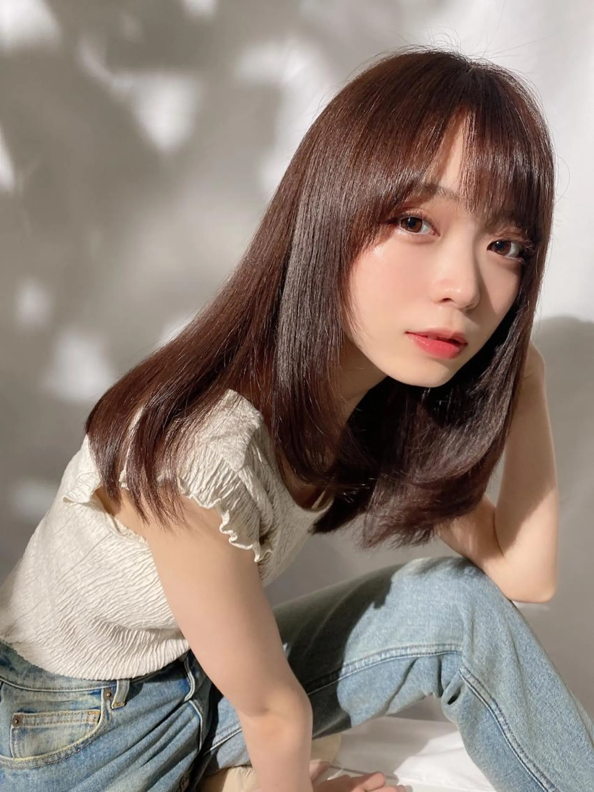 セミロング カラー パーマ バレイヤージュ ブリーチ ケアブリーチ ダブルカラー ハイライトカラー カット ヘアカラー 縮毛矯正 トリートメント 新宿✨顔周りカット 韓国ヘア/坂本亜裟海のヘアスタイル