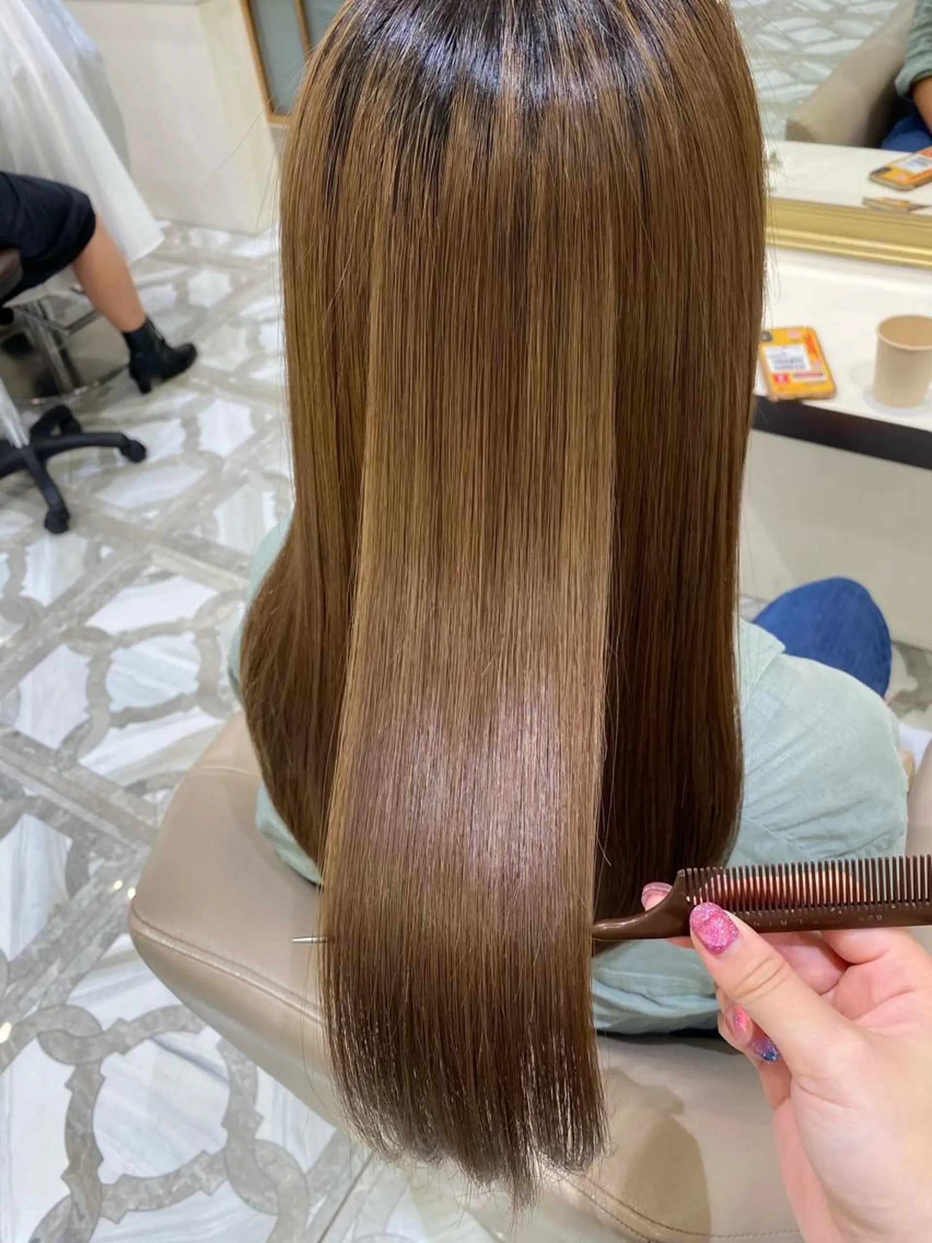 ロング パーマ カット 縮毛矯正 トリートメント 💙美髪救世主💙 関華蓮のヘアスタイル