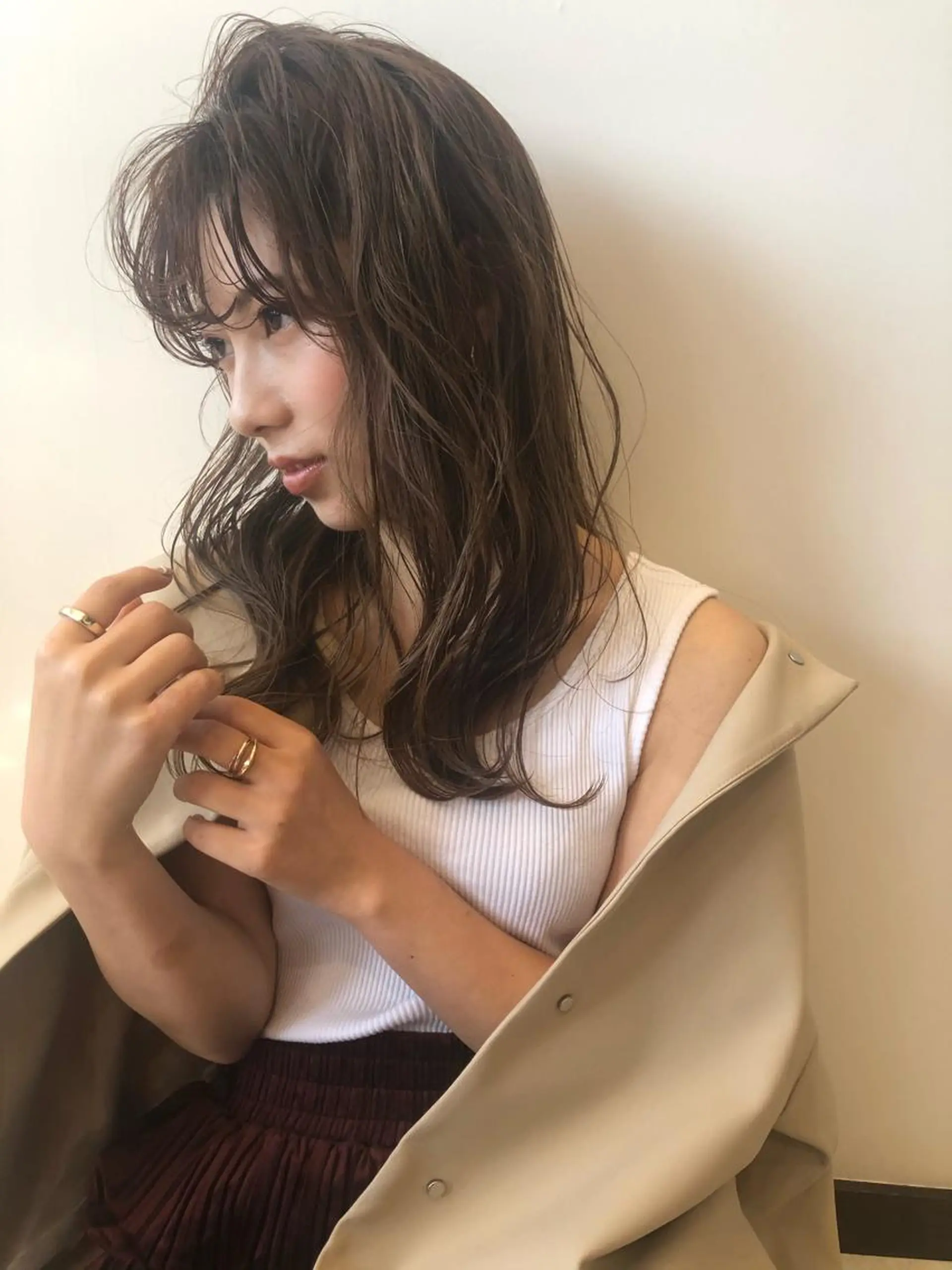 ミディアム カラー パーマ ヘアアレンジ メンズ キッズ ネイル マツエク・マツパ ベージュカラー オリーブベージュ waku岡崎店所属・圧倒的なクォリティ✨ waku 岡崎店のヘアスタイル