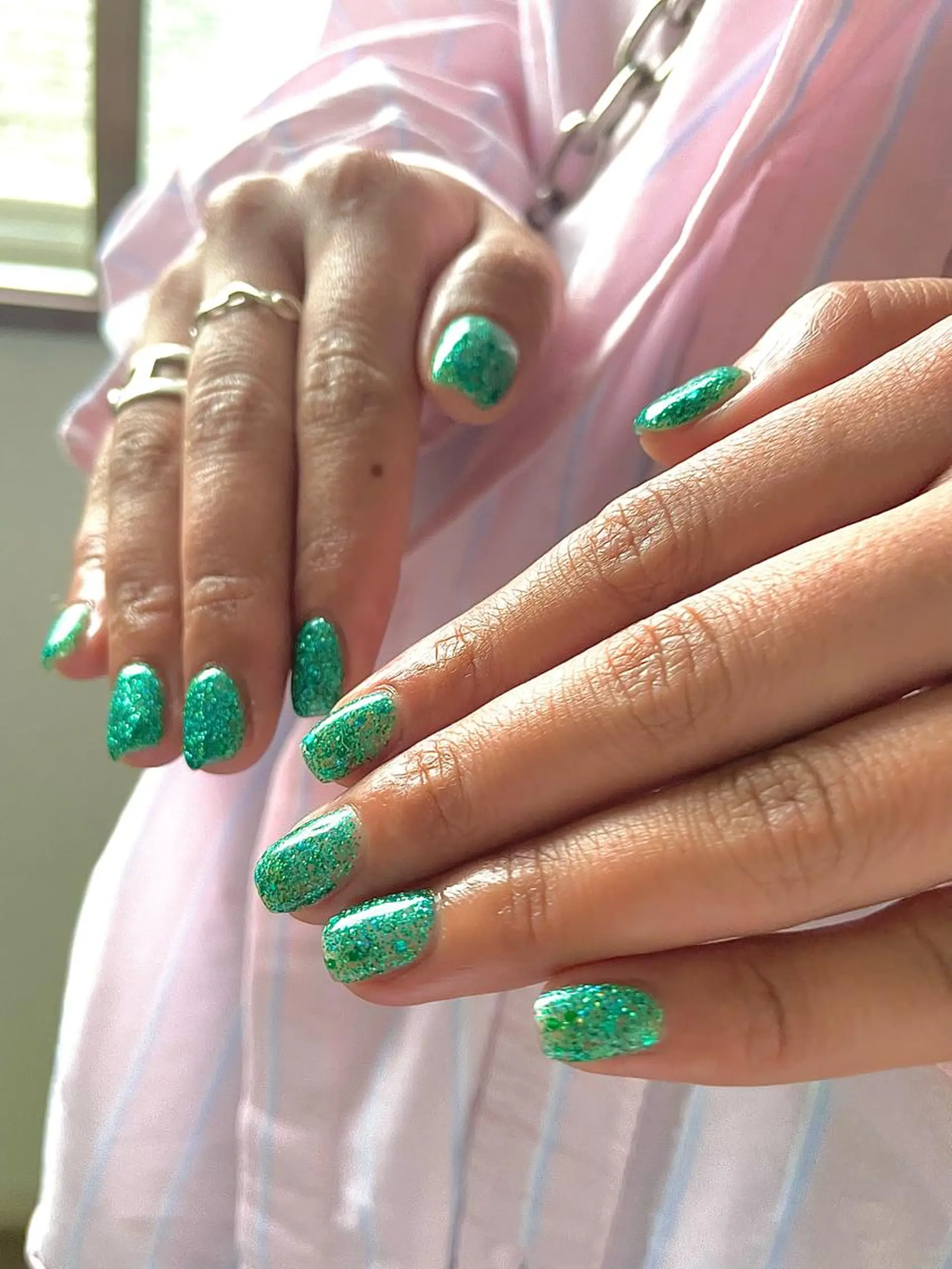 ネイル ラメ(グリッター) ニュアンスネイル ワンカラーネイル ショートネイル 夏ネイル Ri-e's nailのネイルデザイン