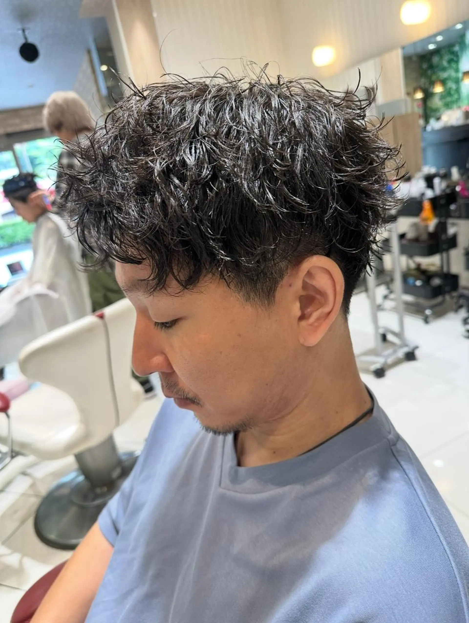 ショート パーマ メンズ ヘアアレンジ フェザーパーマ メンズパーマ ニュアンスパーマ カット パーマ トリートメント ヘッドスパ ヘアセット 💈メンズ特化 美容師サキ💈のヘアスタイル