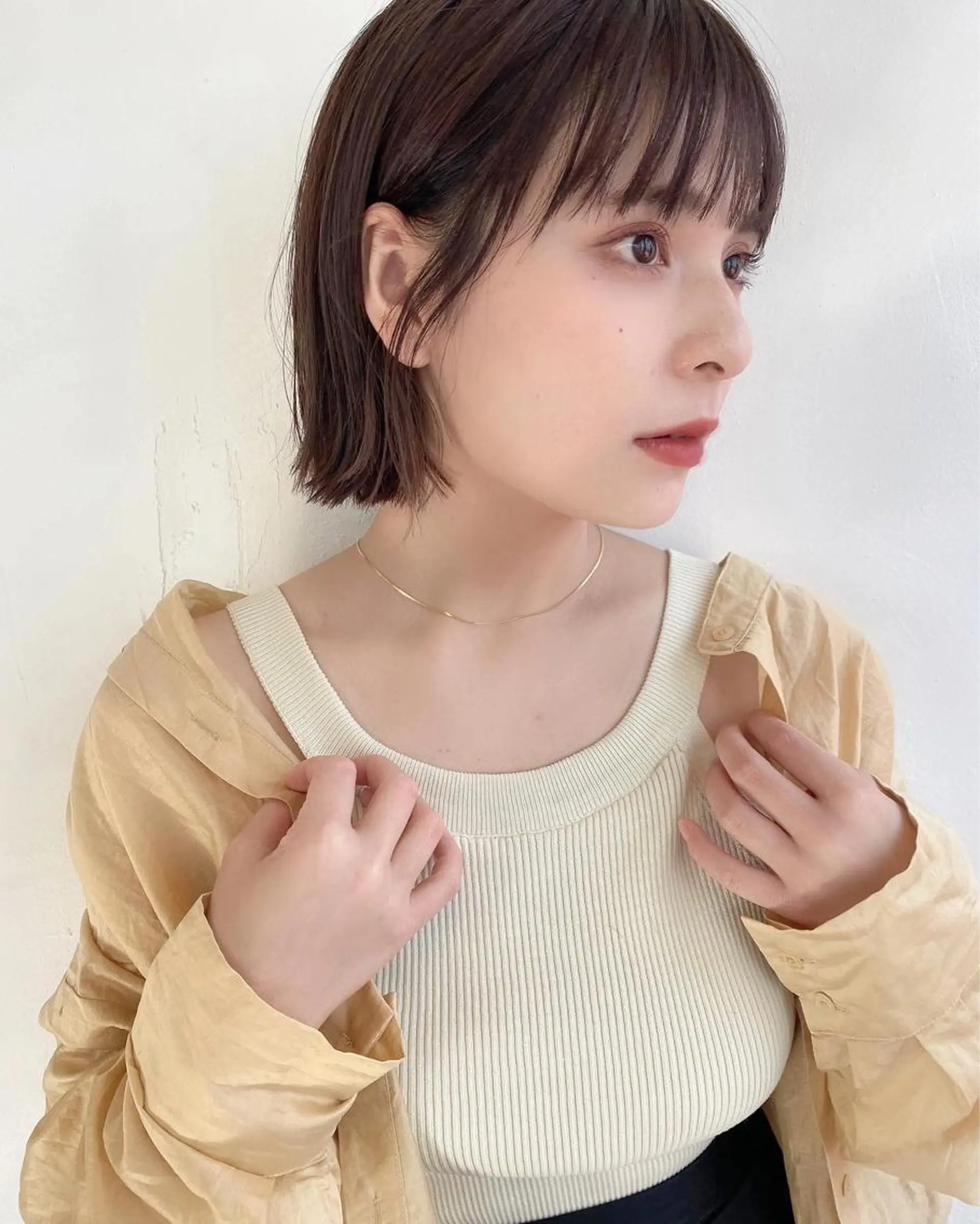 ミディアム ボブレイヤー ボブ くびれヘア くびれレイヤー レイヤーカット 鎌倉 彩のヘアスタイル