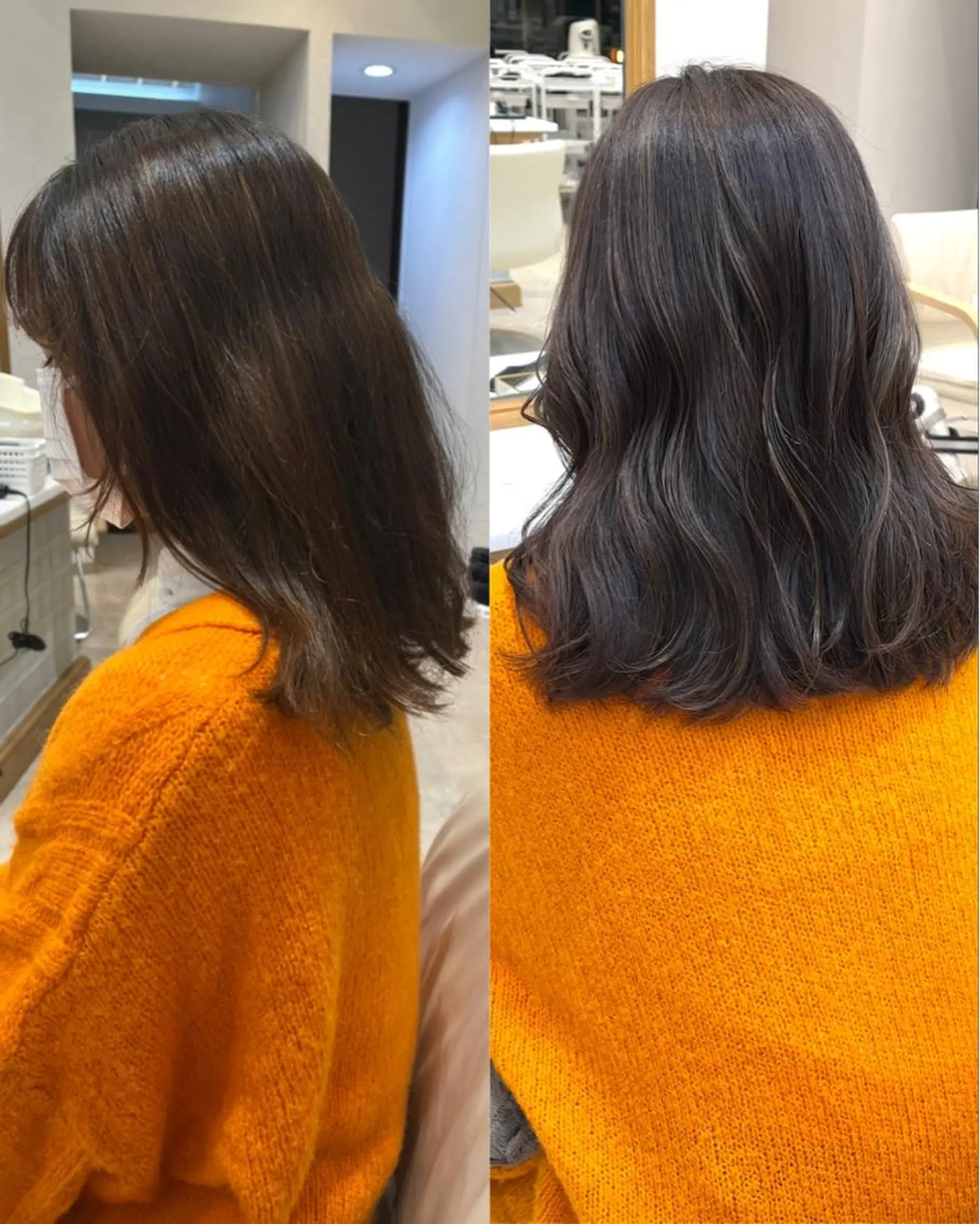 ミディアム カラー グレージュ ハイライトカラー 顔周りカット ハイライト レイヤーカット ミタニ/髪質改善 /レイヤーカットのヘアスタイル