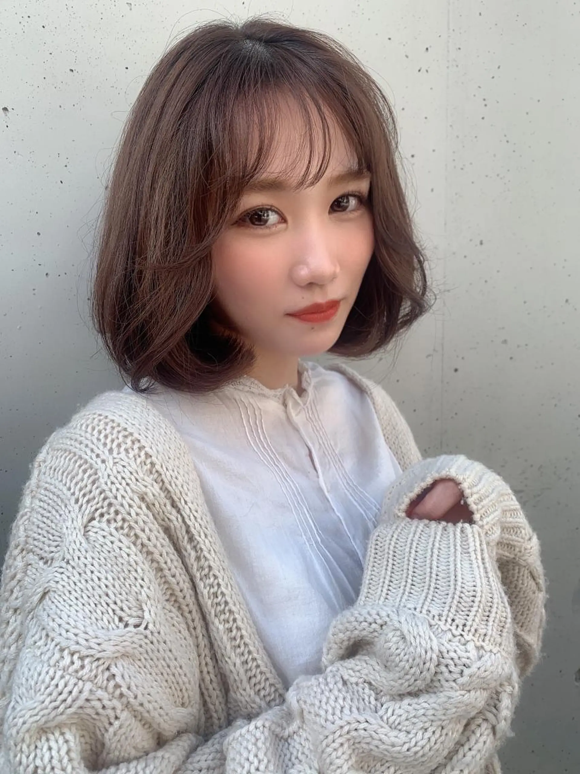 ミディアム カラー 透明感/オリーブ/ グレージュ/YUKAのヘアスタイル