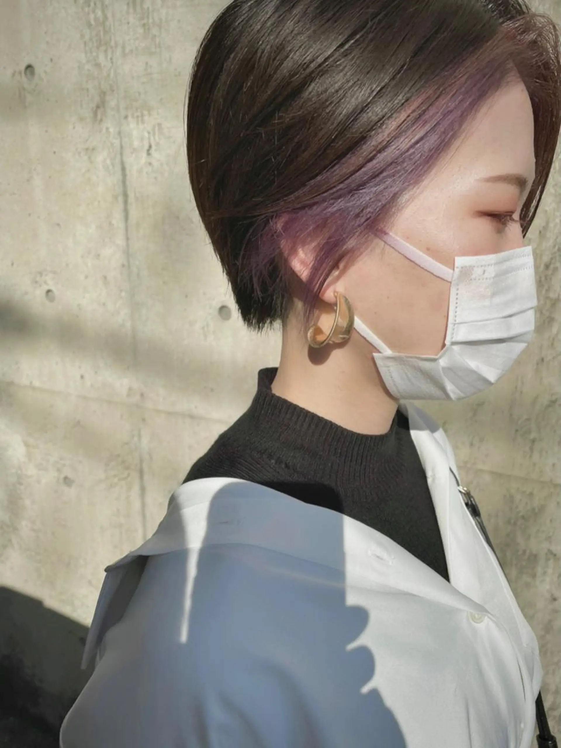 ショート カラー ミストバング  フェイスフレーミング パープルカラー ヘアカラー トリートメント hair  design  ALBERO所属・日高 香織のヘアスタイル