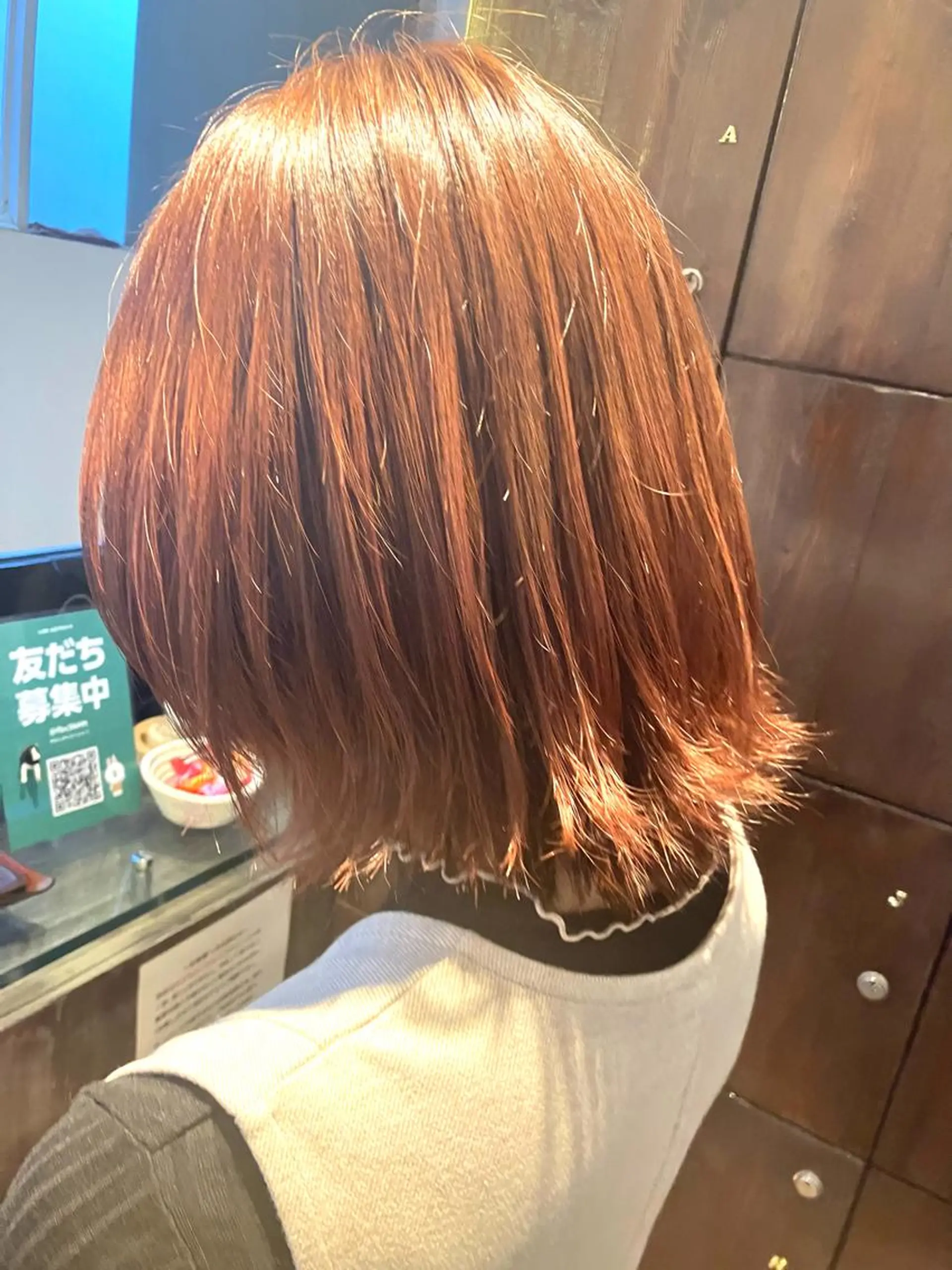 ミディアム カラー オレンジ カット ヘアカラー トリートメント 奥谷 美代子のヘアスタイル