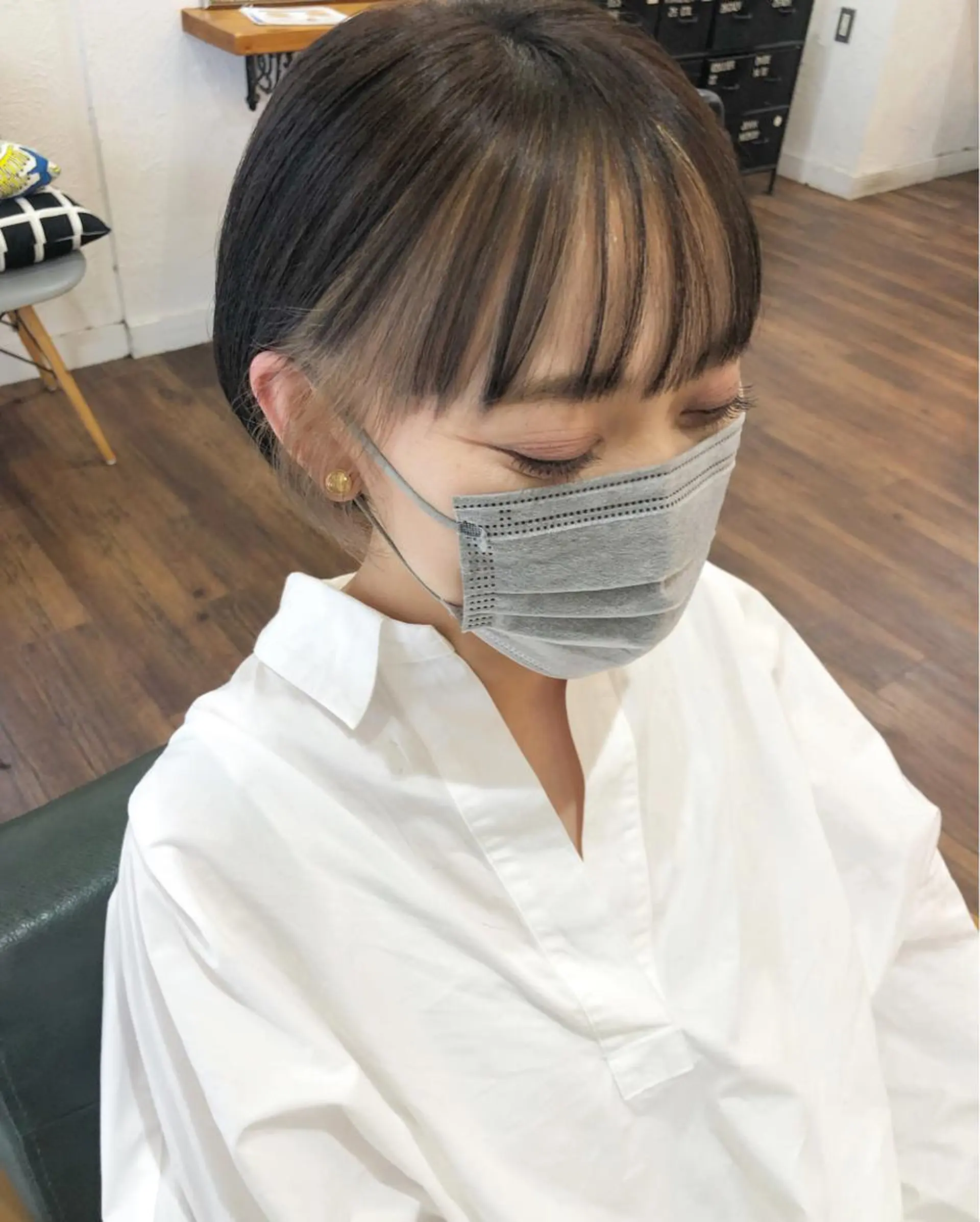 ショート カラー ミストバング  フェイスフレーミング ボブ ヘアカラー トリートメント 江原 彩華のヘアスタイル