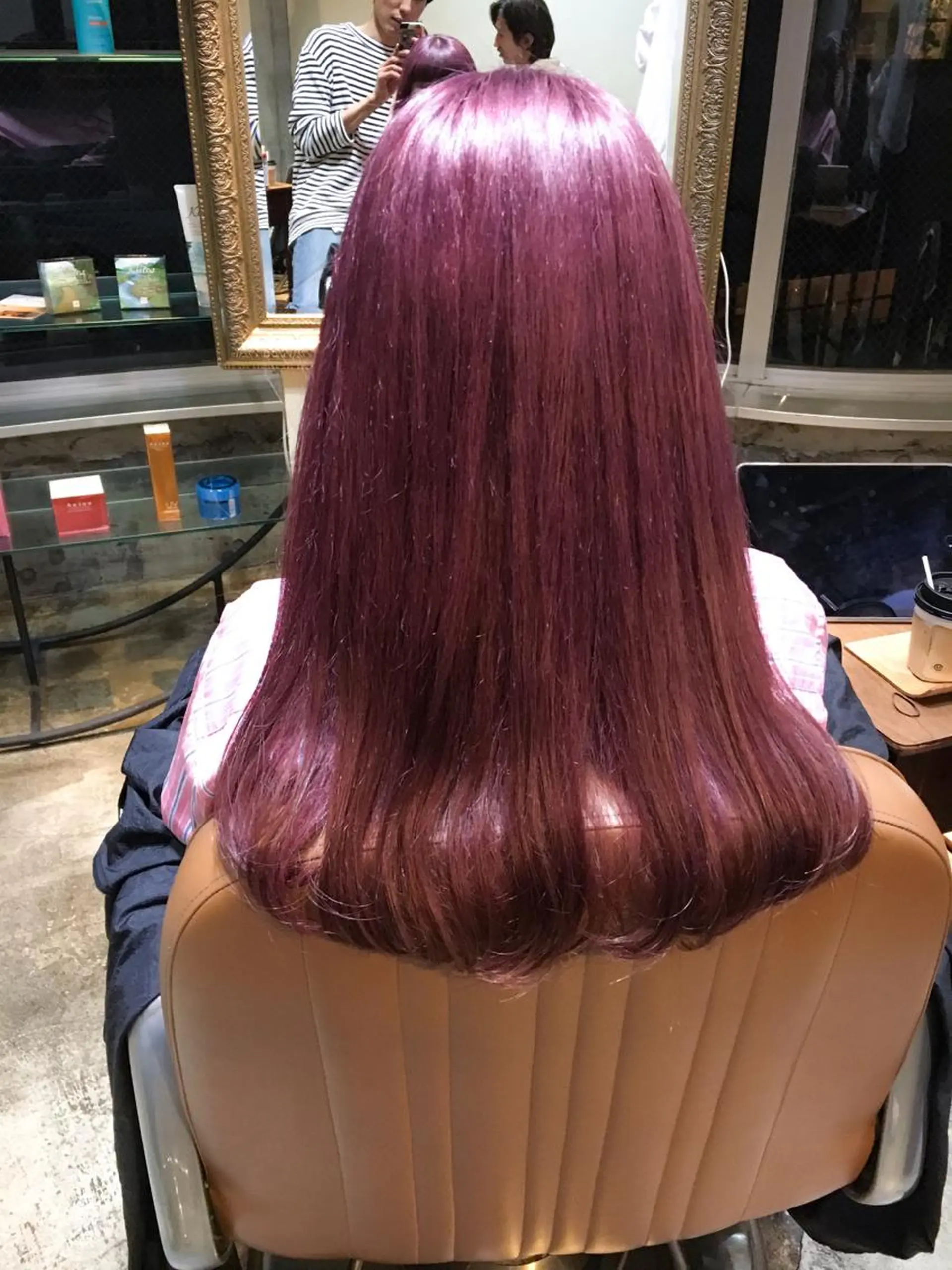 セミロング カラー ラベンダーカラー ピンクカラー ピンクラベンダー 北條 優輝のヘアスタイル