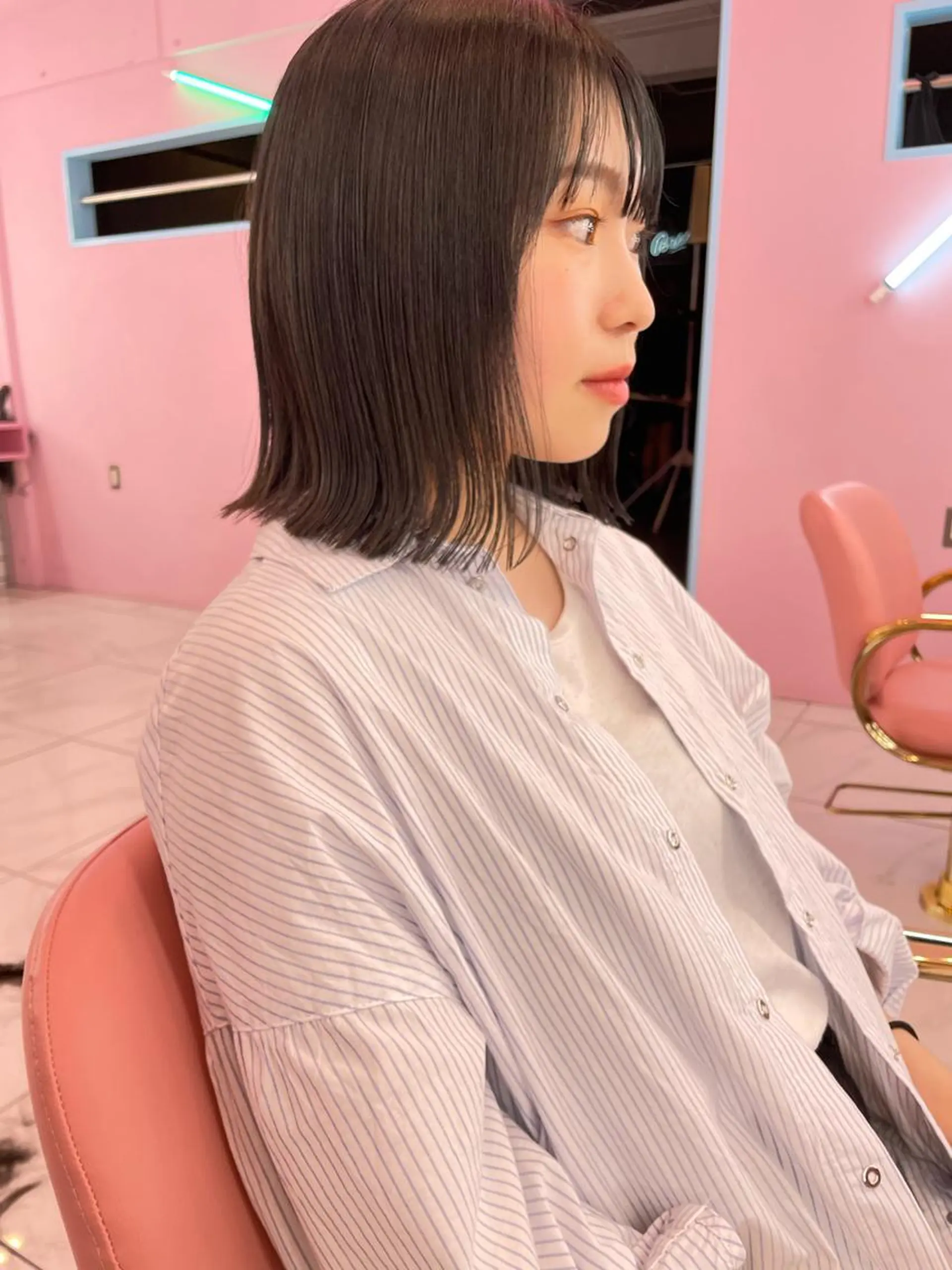 ミディアム カラー 切りっぱなしボブ ボブ 心斎橋/ブリーチ minamiのヘアスタイル