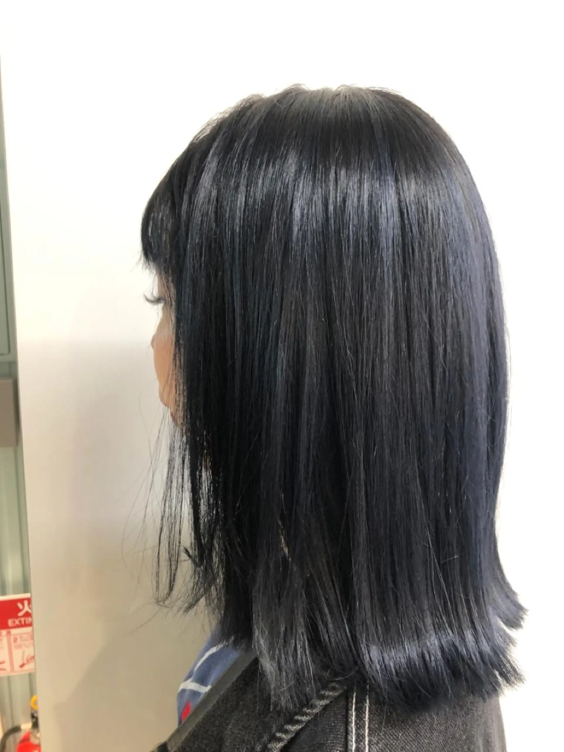 セミロング カラー 黒髪 ブルーカラー ブルーブラック 韓国艶カラー🇰🇷 DISCO💙のヘアスタイル
