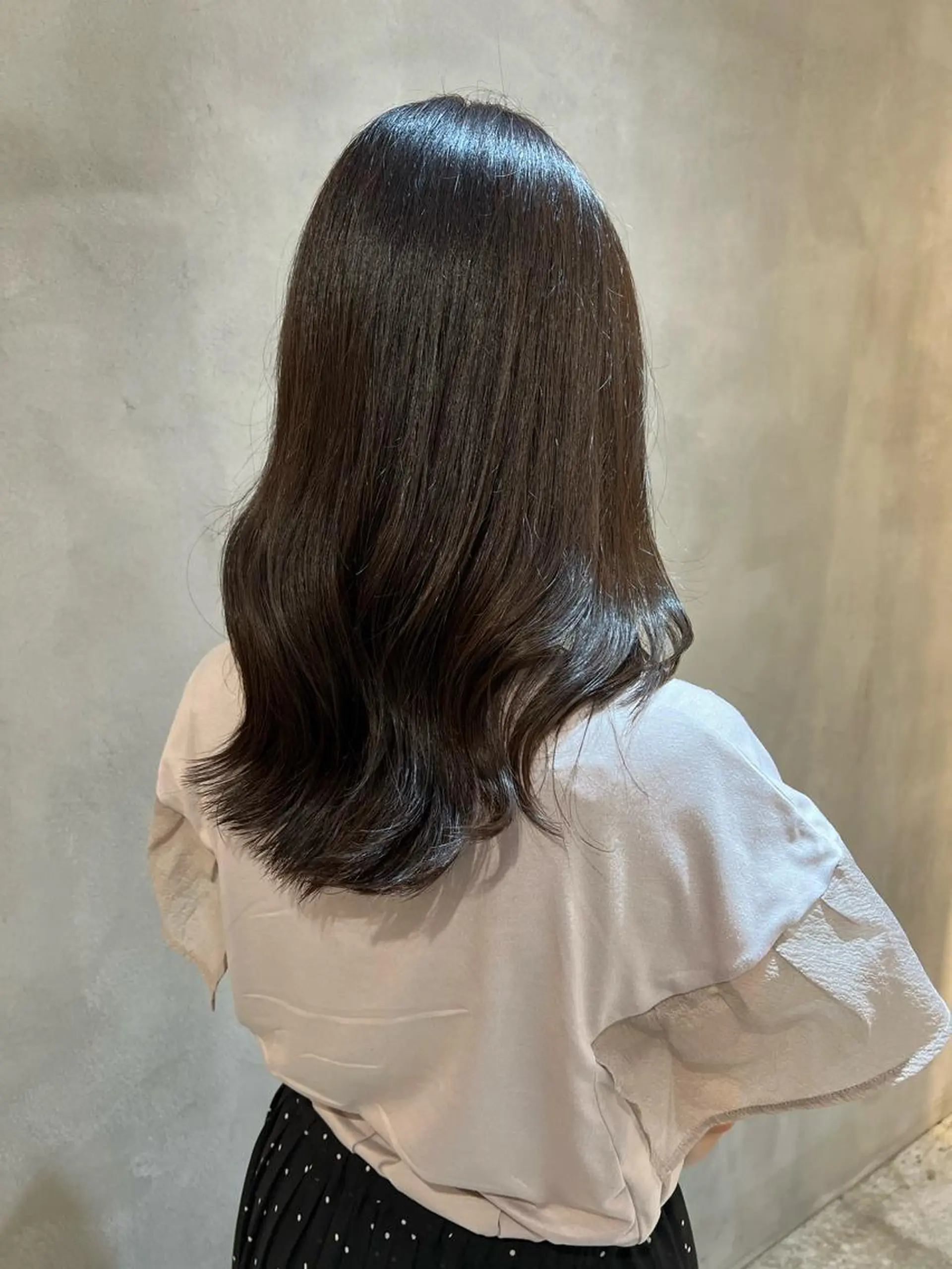 セミロング カラー ボブ/巻ける縮毛矯正 /韓国レイヤーはなのヘアスタイル