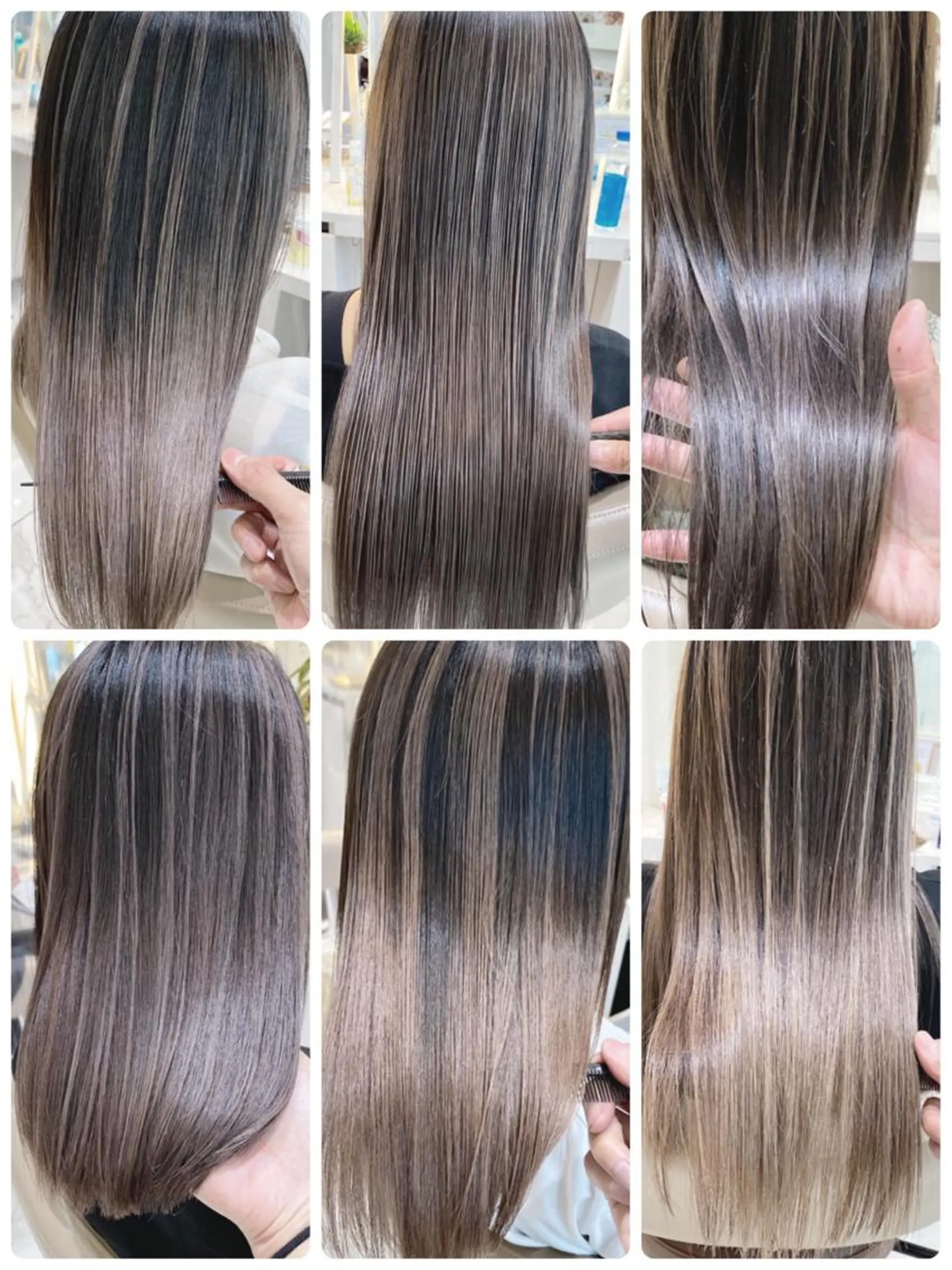 セミロング カラー バレイヤージュ 髪質改善 レイヤーカット カット ヘアカラー トリートメント 山崎俊輔/髪質改善 /バレイヤージュのヘアスタイル