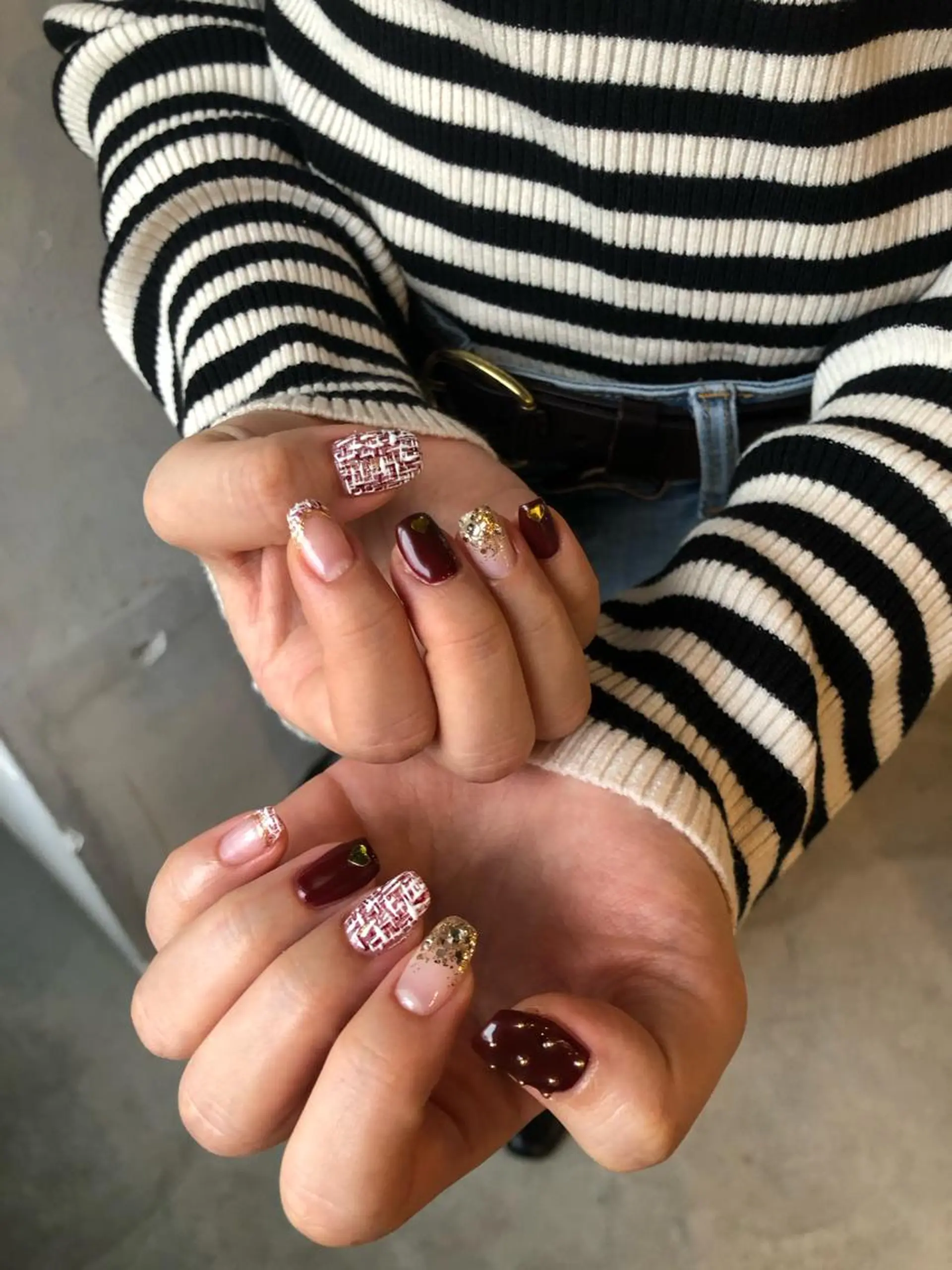 ネイル フレンチネイル ハート ツイードネイル 冬ネイル muhl by DILL所属・. wakanaのネイルデザイン