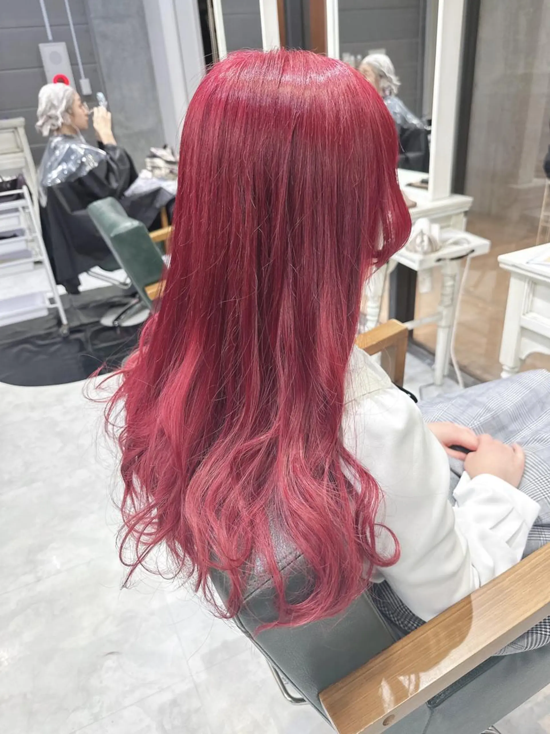 カラー ロング ブリーチ レッドカラー モテ髪透明感❤️ デイズヘアカラーのヘアスタイル