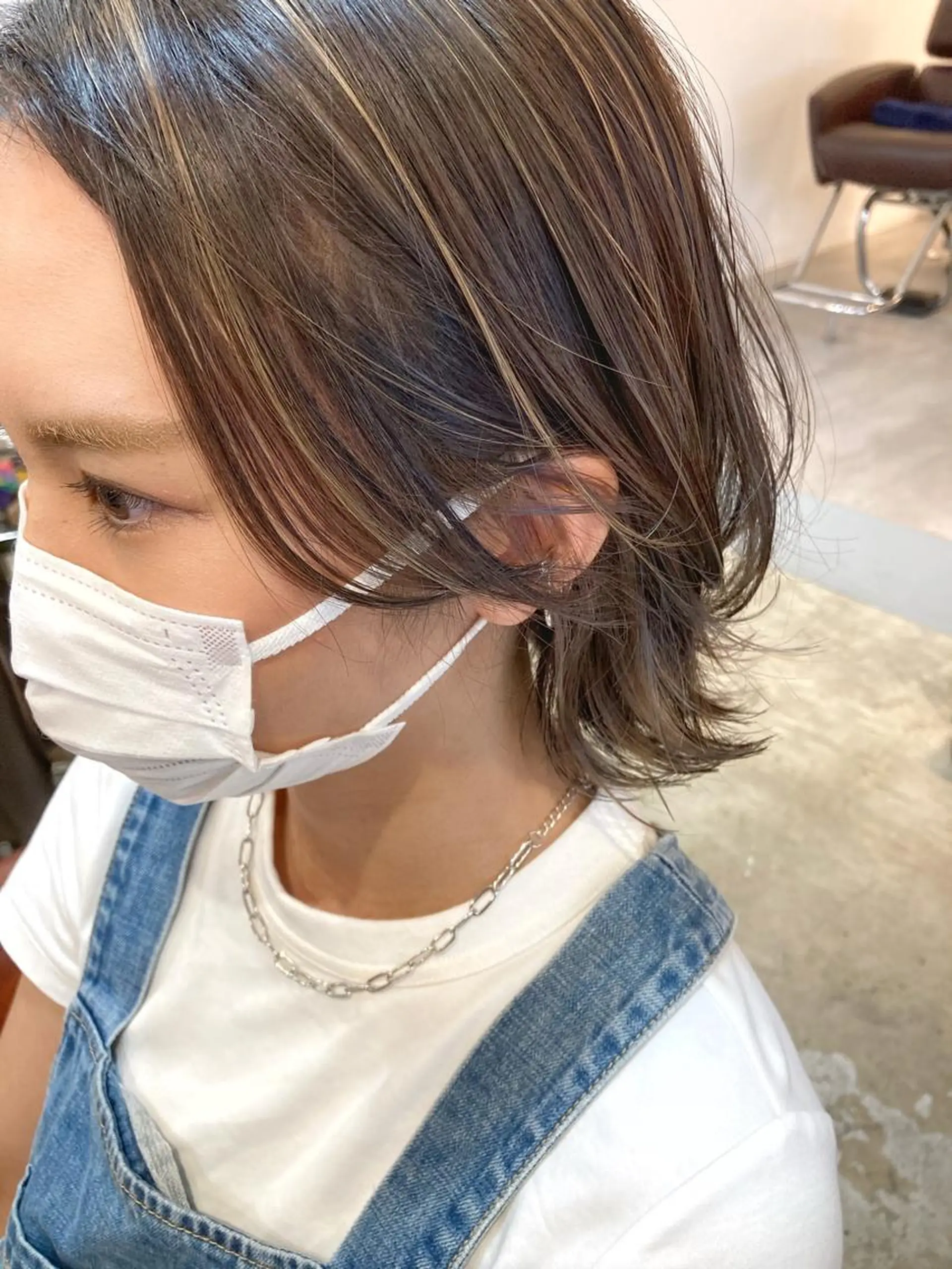 ミディアム カラー イヤリングカラー ハイライトカラー ボブ ハイライト レイヤーカット カット ヘアカラー カラーリスト菅野 竜矢🌈のヘアスタイル