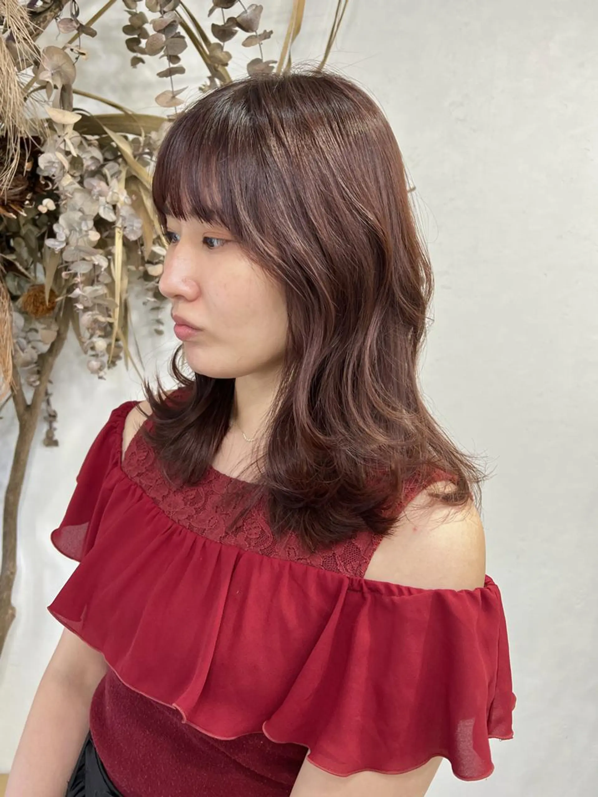 セミロング ボブ 髪質改善 韓国風ヘア レイヤーカット 縮毛矯正 髪質改善/艶カラー 縮毛矯正/山本由梨のヘアスタイル