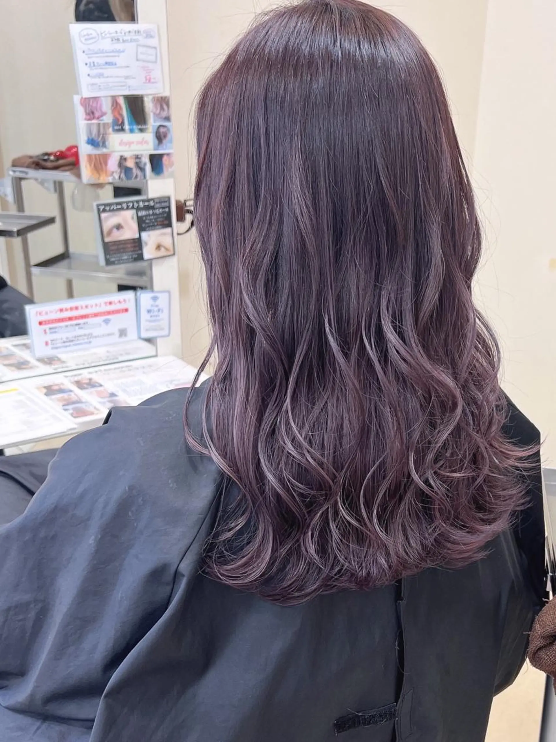 ミディアム カラー ヘアアレンジ ラベンダーカラー エクステ＆カラー 特化F-card上通のヘアスタイル