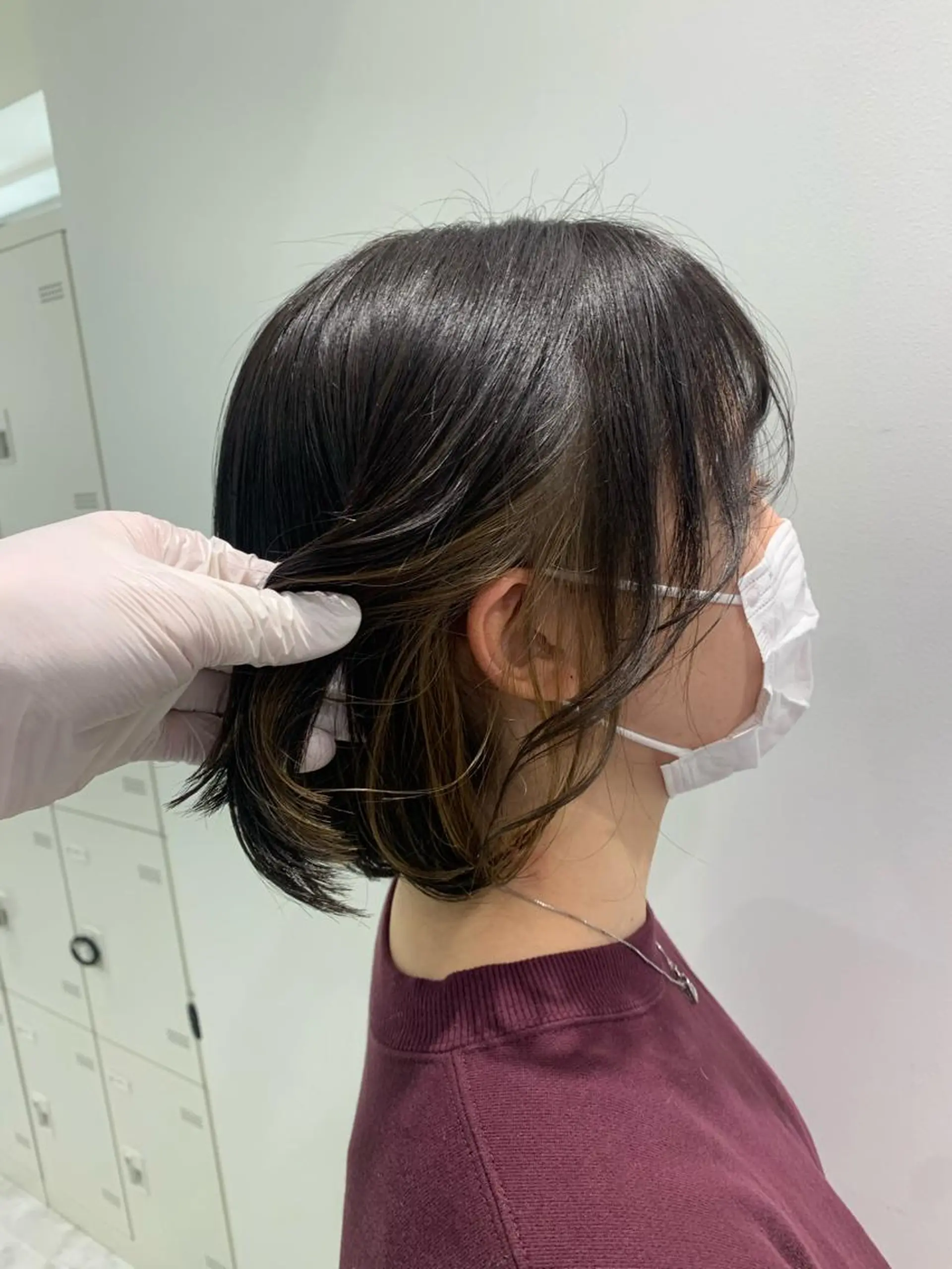 セミロング カラー パーマ ヘアアレンジ ネイル マツエク・マツパ 韓国風ベージュ🤎 赤みなし🌿横浜🤎のヘアスタイル