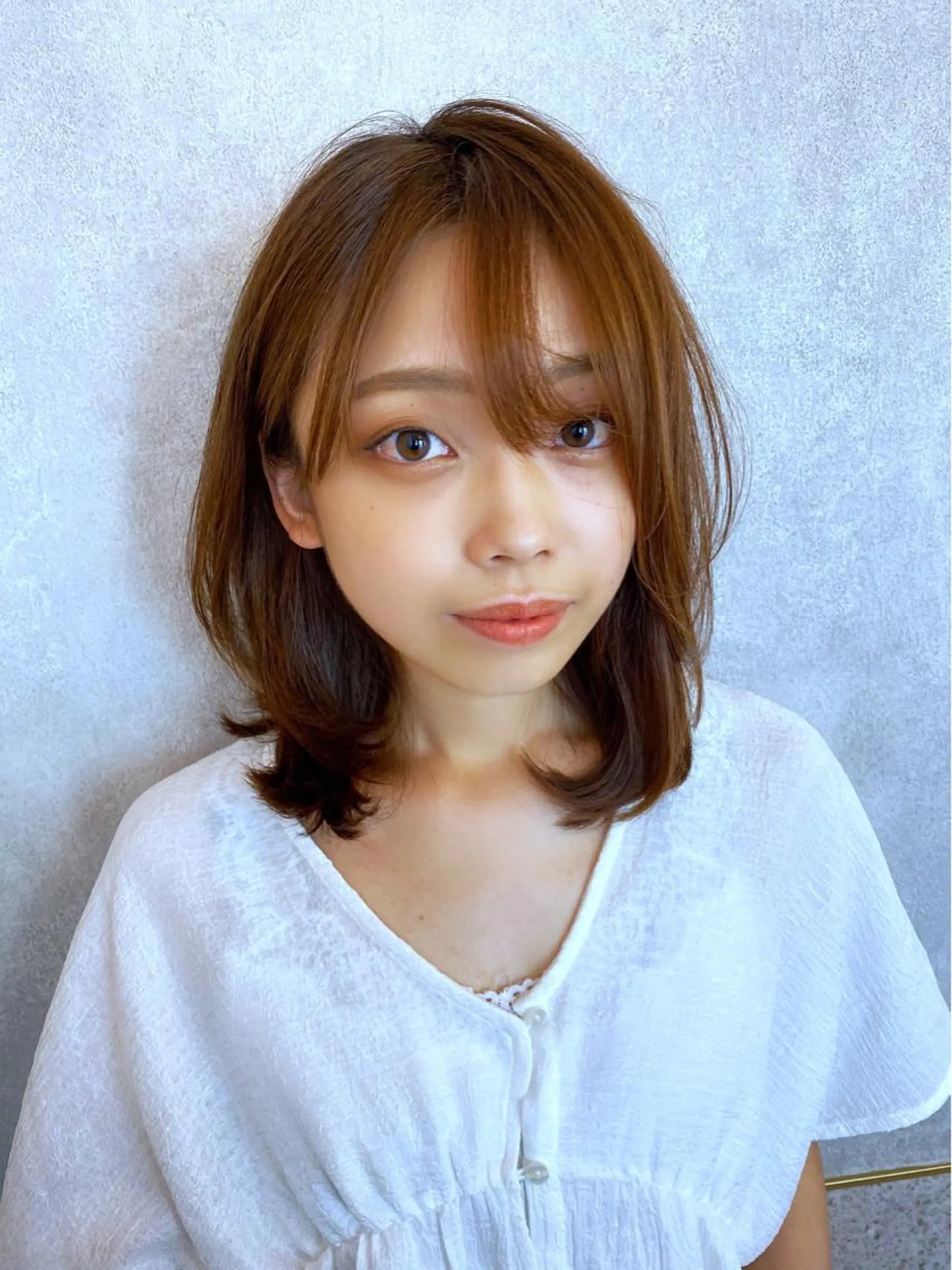 セミロング カット トリートメント 新宿/韓国風レイヤー 髪質改善/渋谷直樹のヘアスタイル