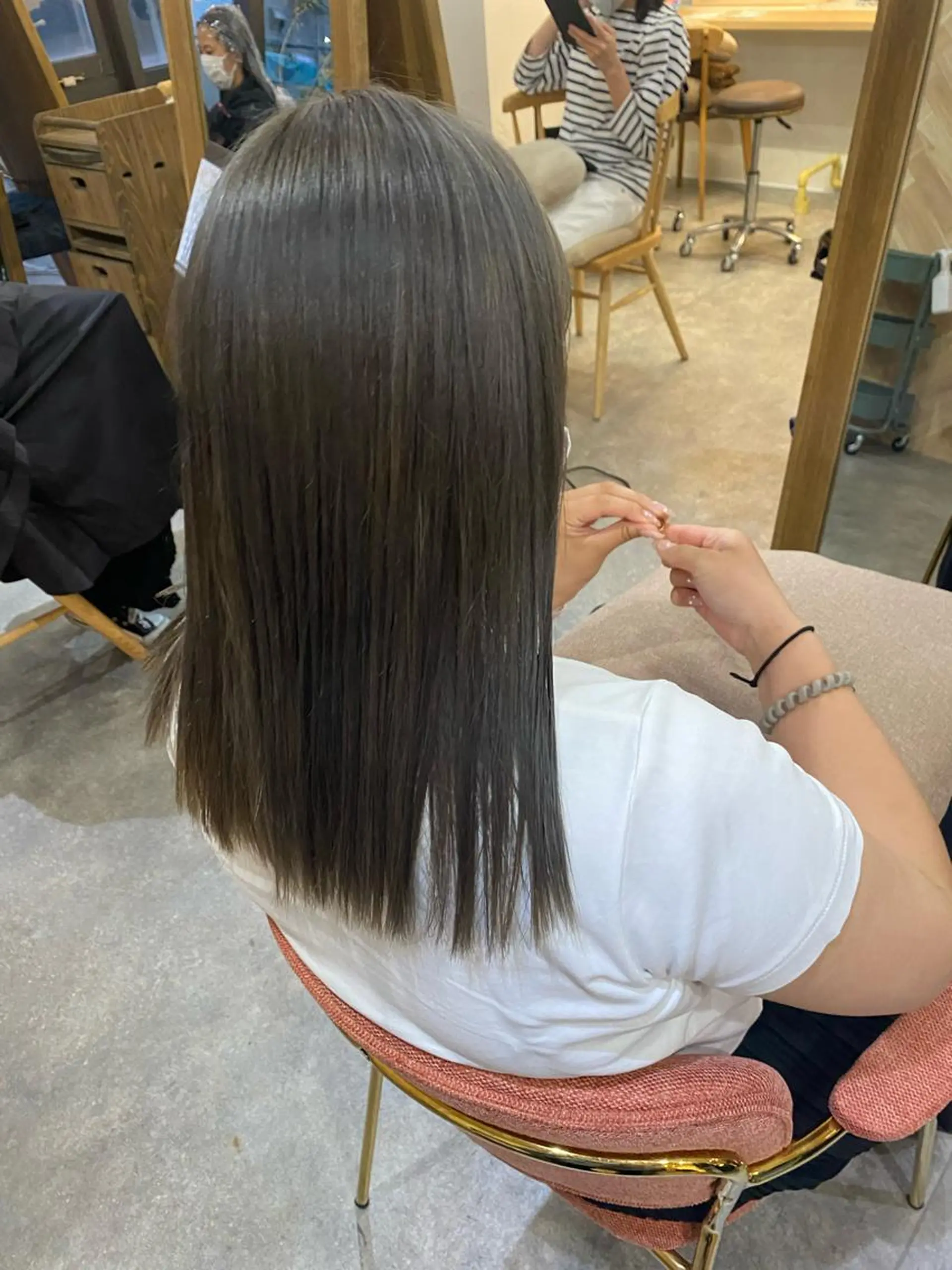 ミディアム カラー ヘアアレンジ ブリーチ ヘアカラー ボブ /ニュアンス/ satomi🧸💖のヘアスタイル